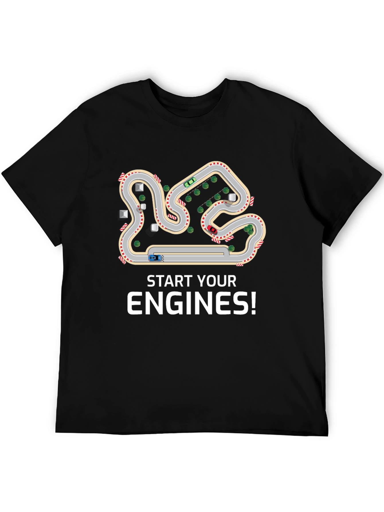 Camiseta Negra Start Your Engines para Amantes de Carreras