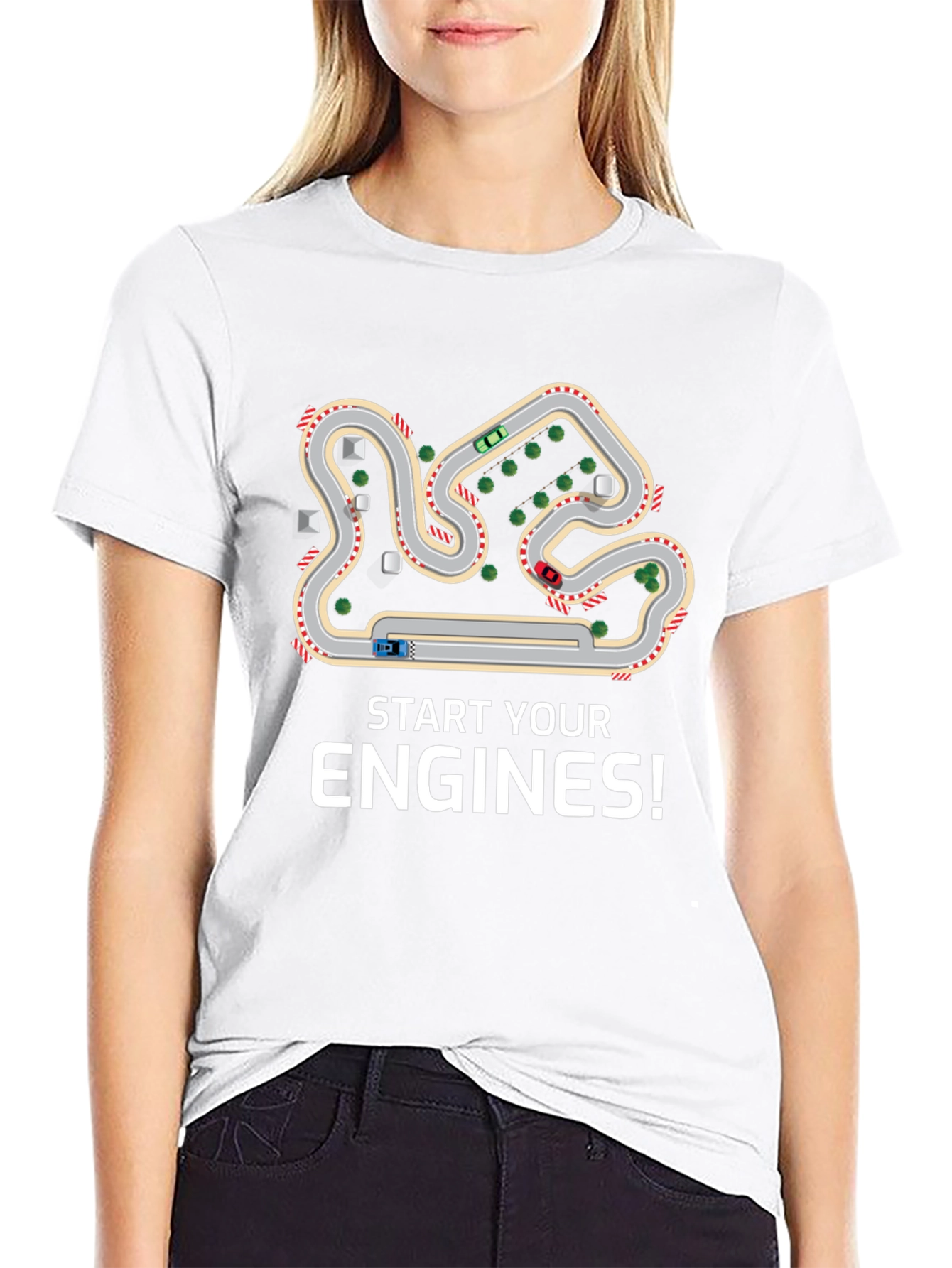 Camiseta Negra Start Your Engines para Amantes de Carreras