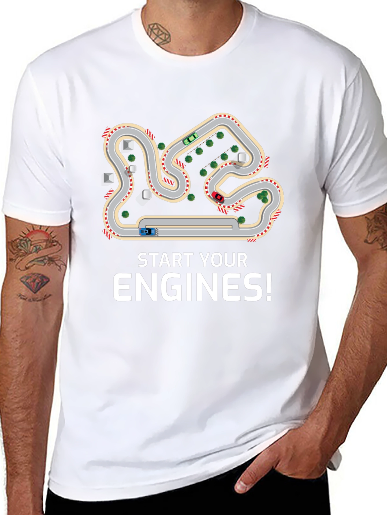 Camiseta Negra Start Your Engines para Amantes de Carreras