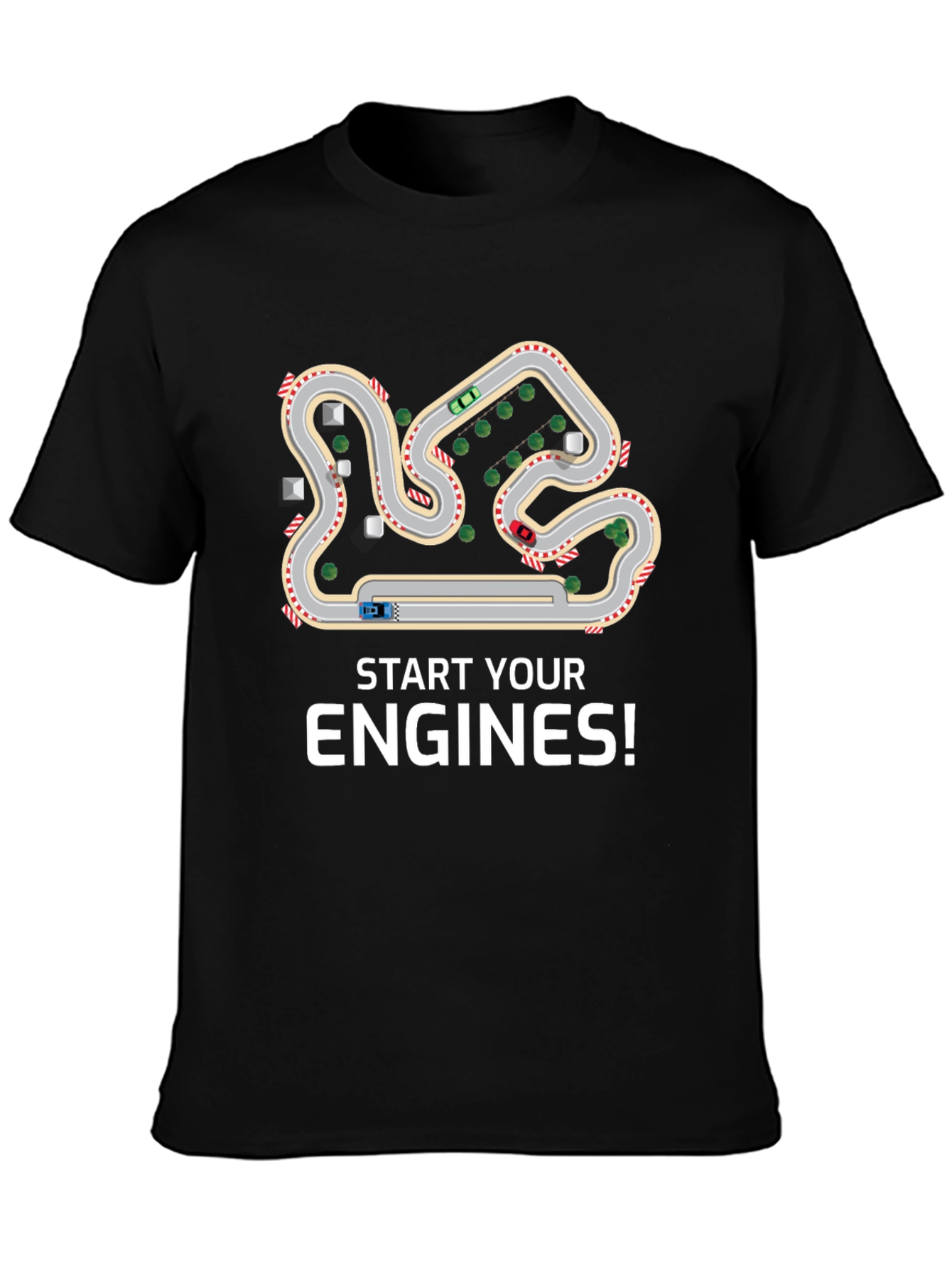 Camiseta Negra Start Your Engines para Amantes de Carreras