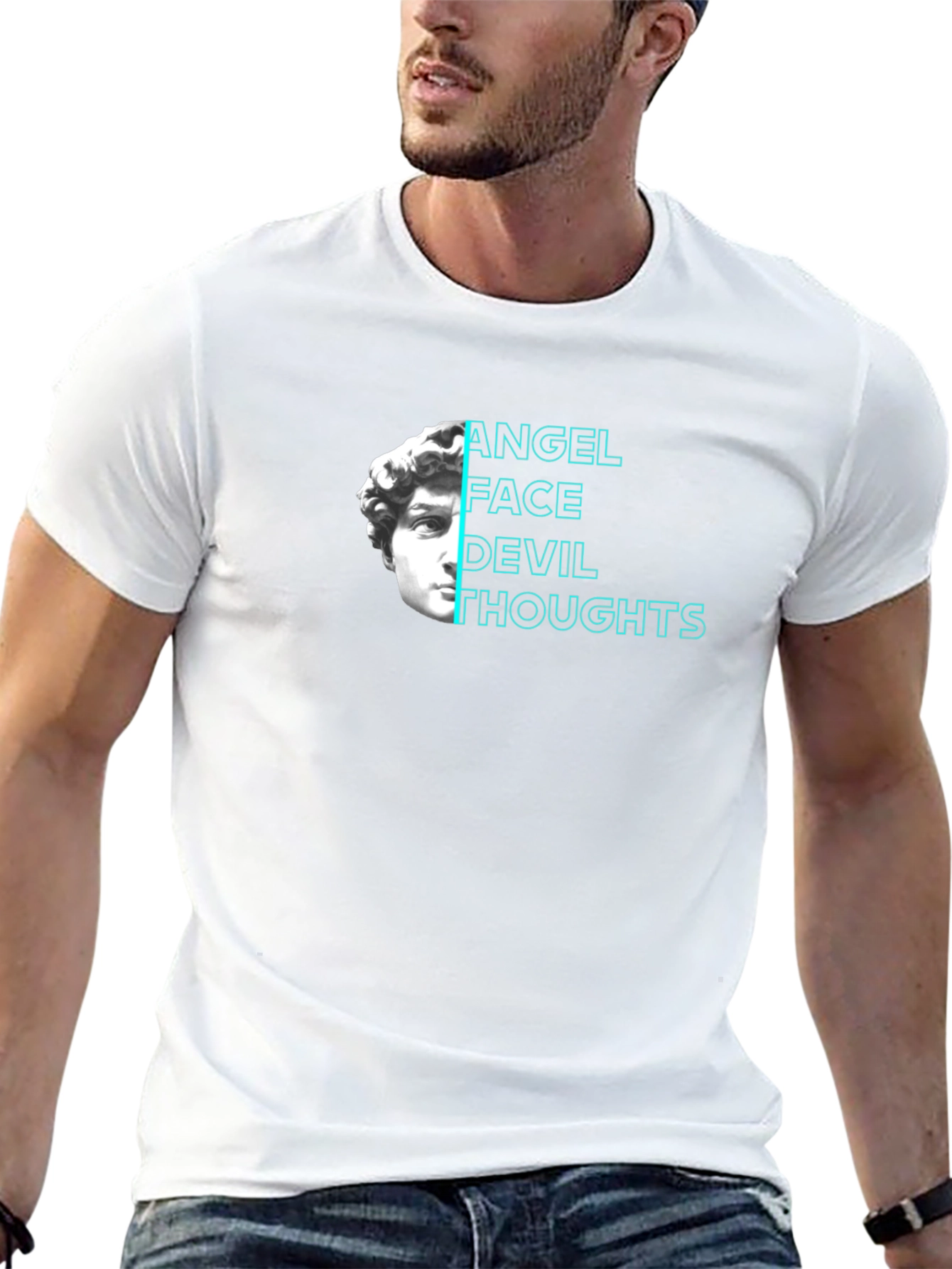 Camiseta Negra Angel Face Devil Thoughts
