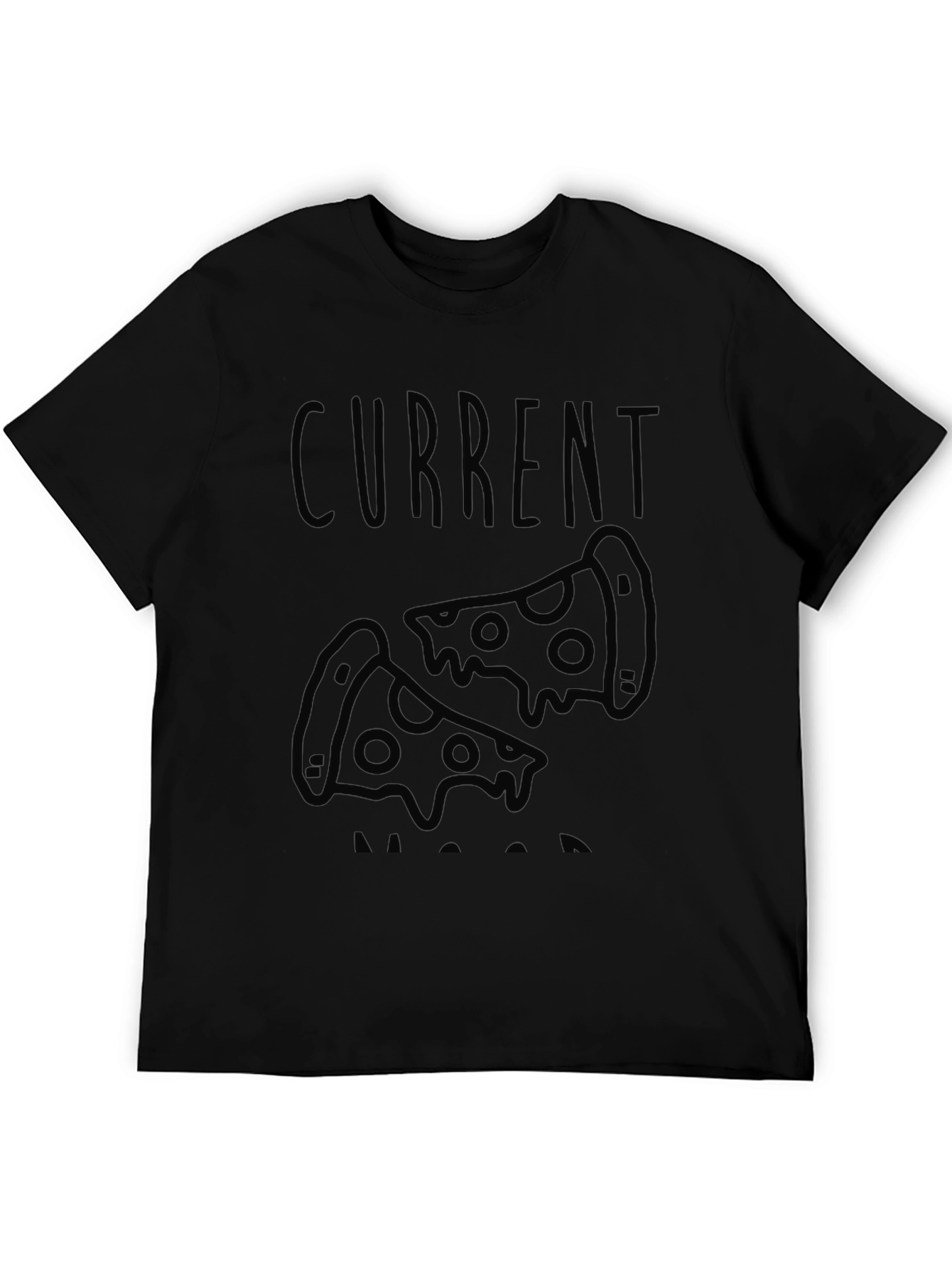 Camiseta Negra con Diseño de Pizza Current Mood