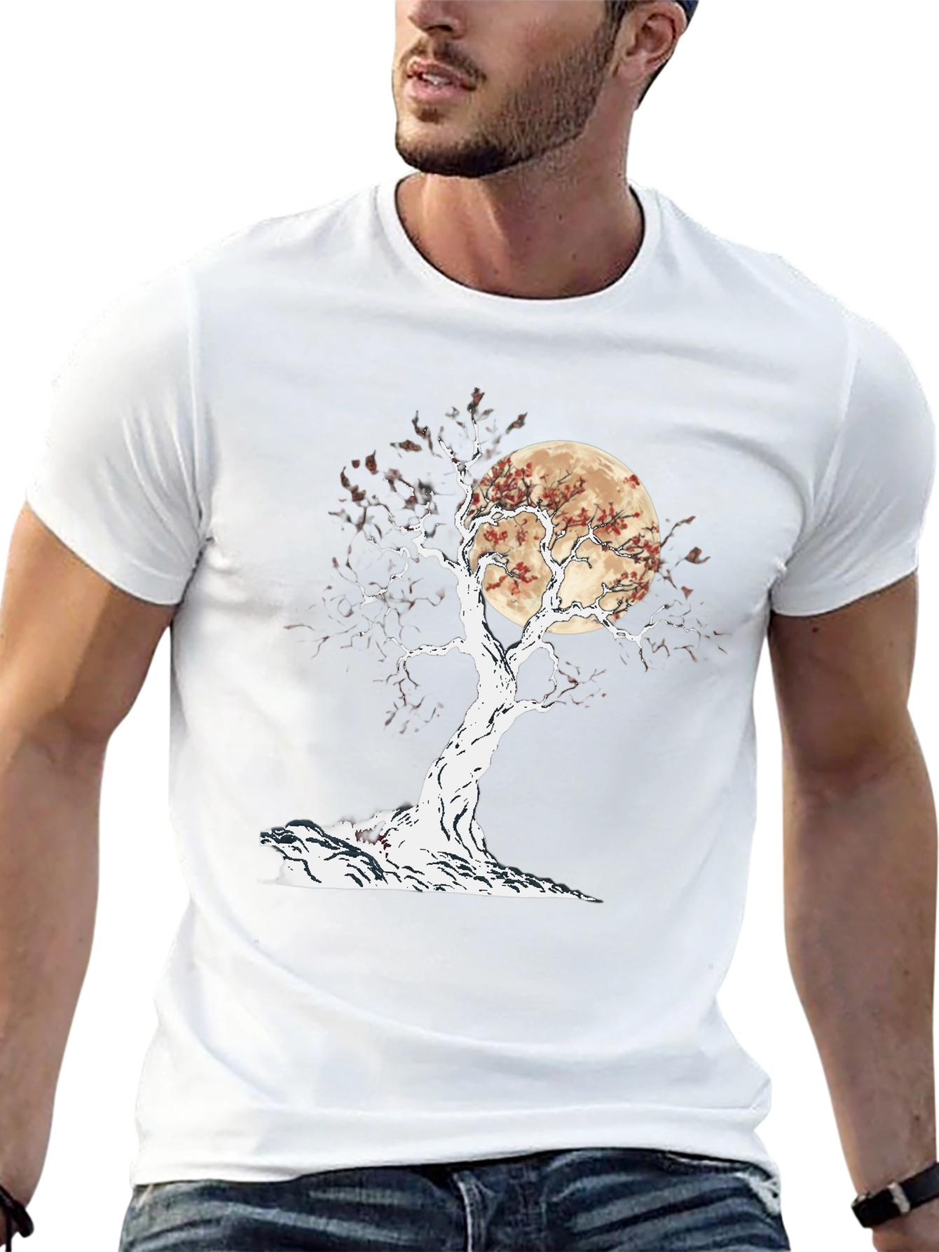 Camiseta Negra Árbol y Luna