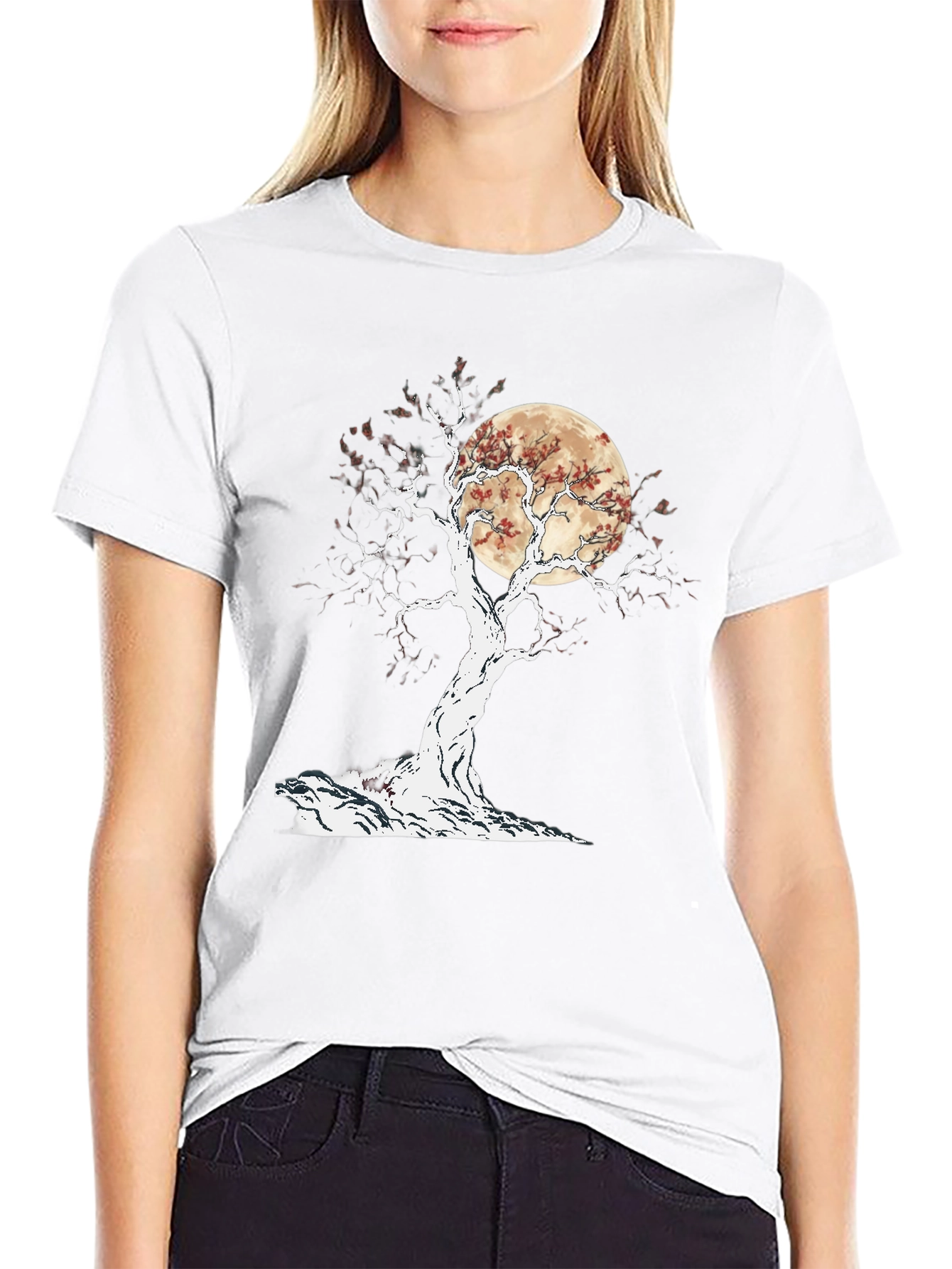Camiseta Negra Árbol y Luna