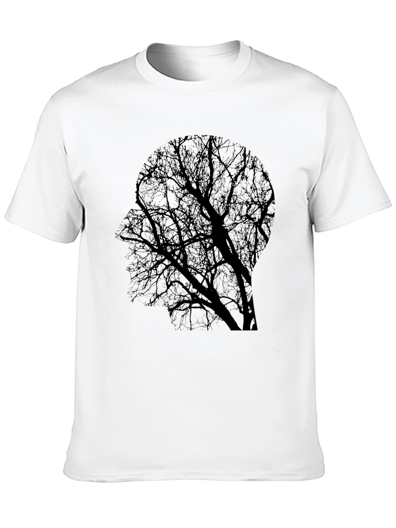 Camiseta Negra con Diseño de Árbol en Silueta Humana