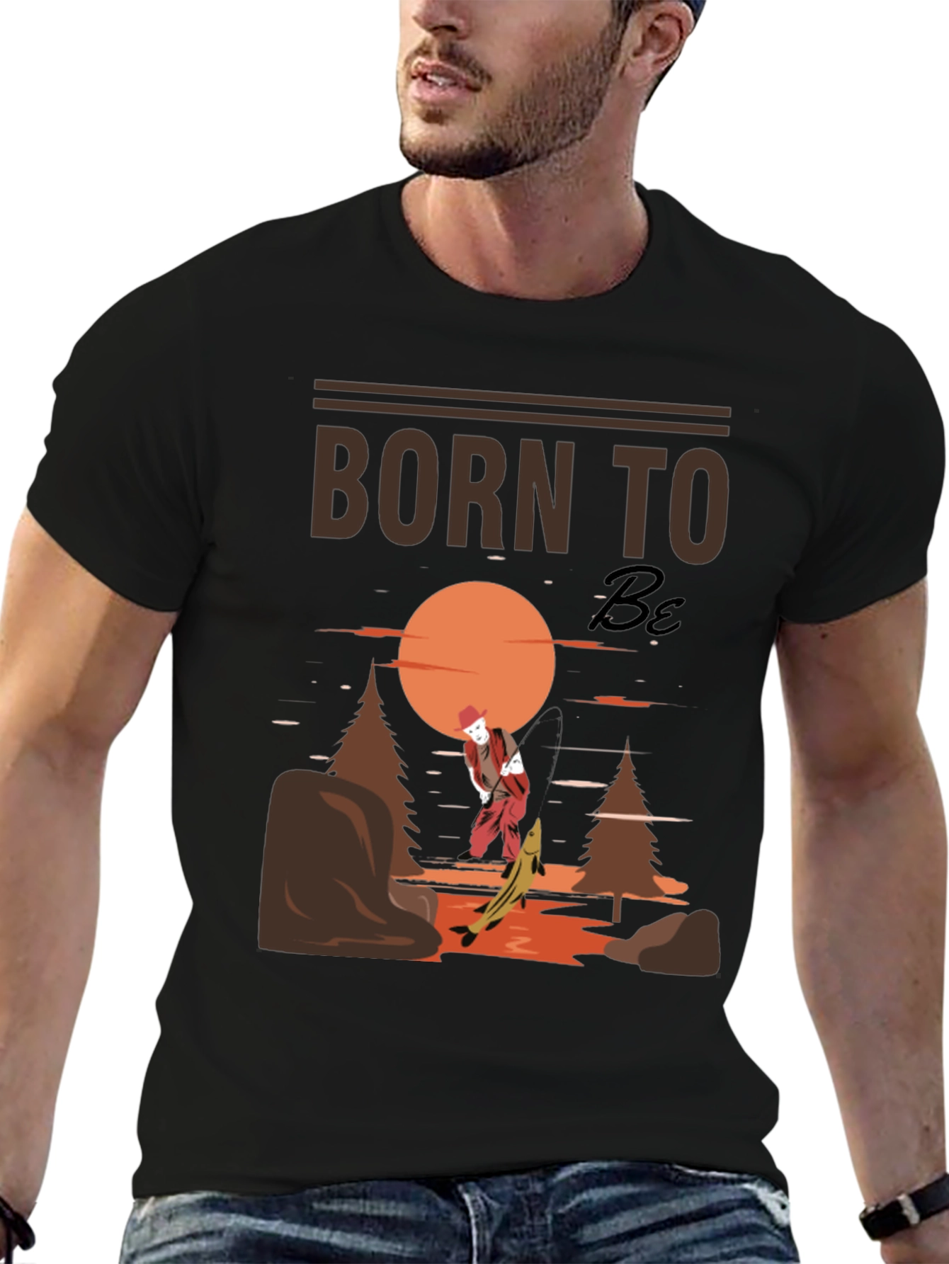 Camiseta Negra Born to Be Pesca