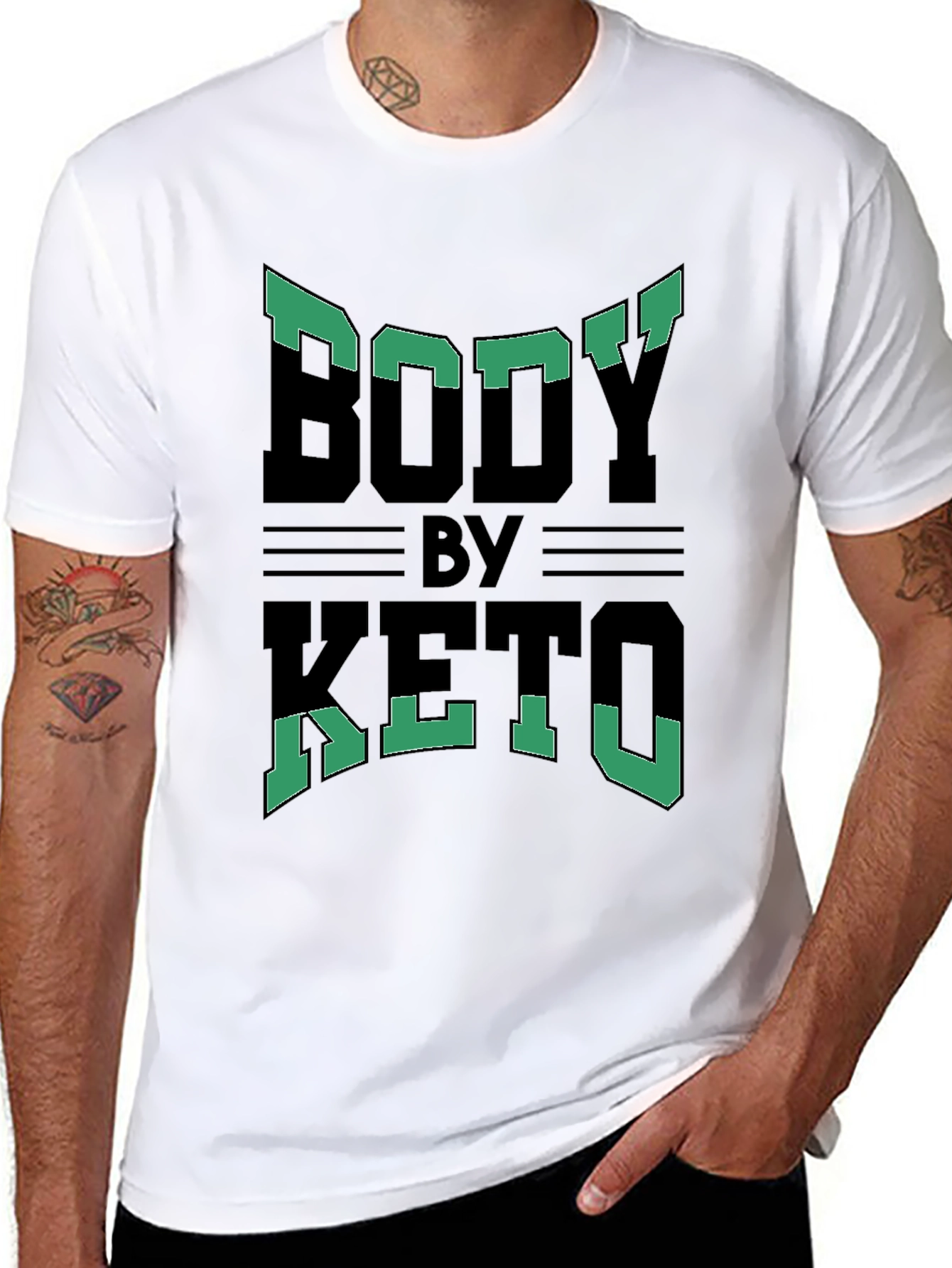 Camiseta Hombre Body By Keto Diseño Moderno