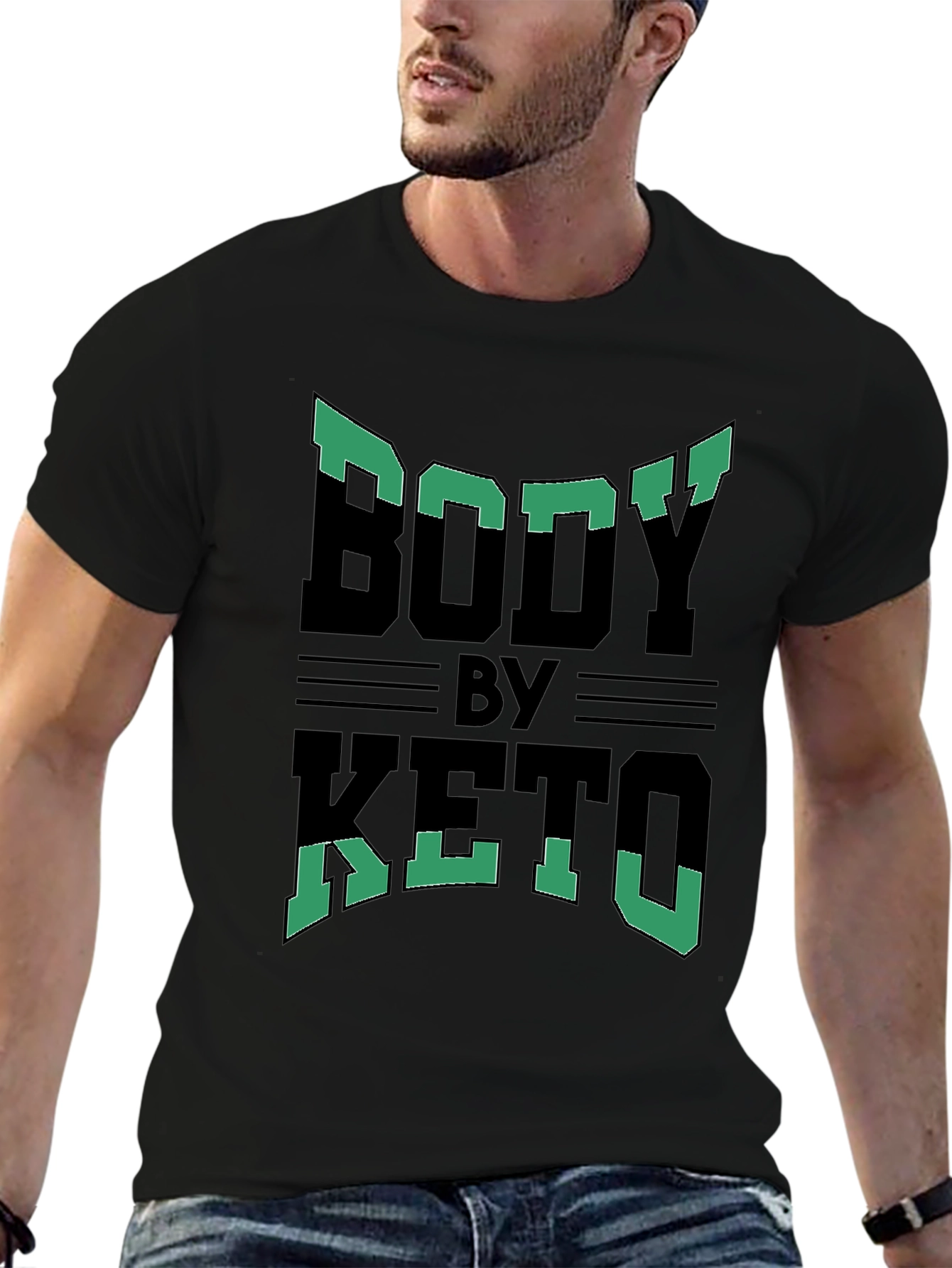 Camiseta Hombre Body By Keto Diseño Moderno