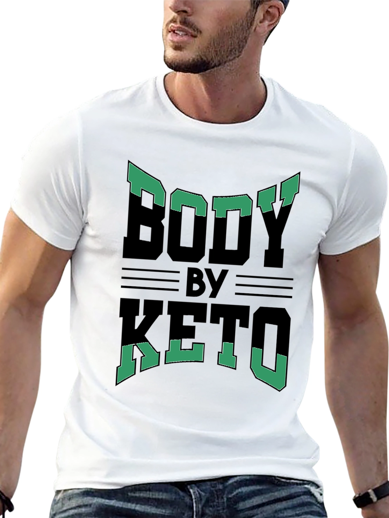 Camiseta Hombre Body By Keto Diseño Moderno