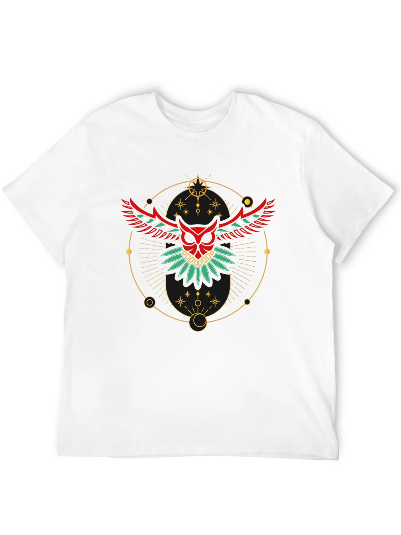 Camiseta Negra con Búho Geométrico