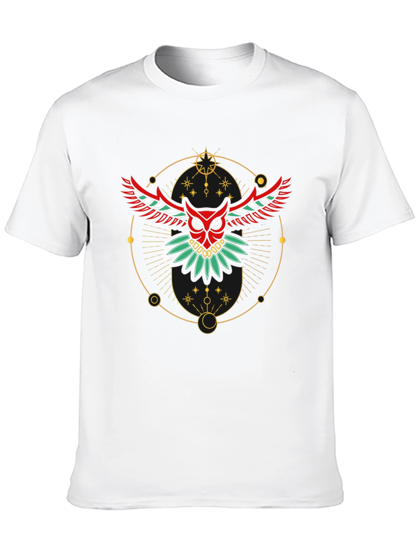 Camiseta Negra con Búho Geométrico