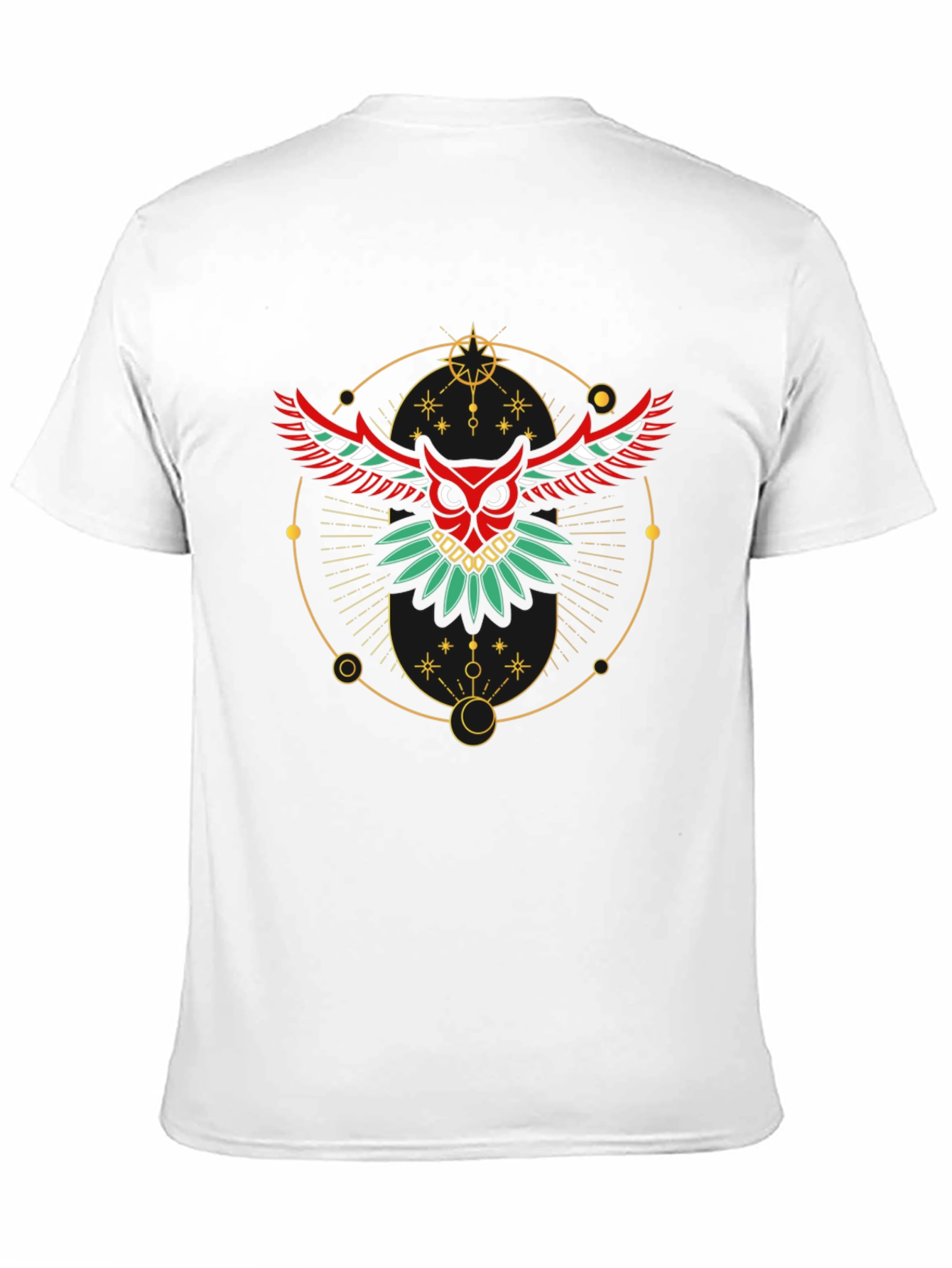 Camiseta Negra con Búho Geométrico