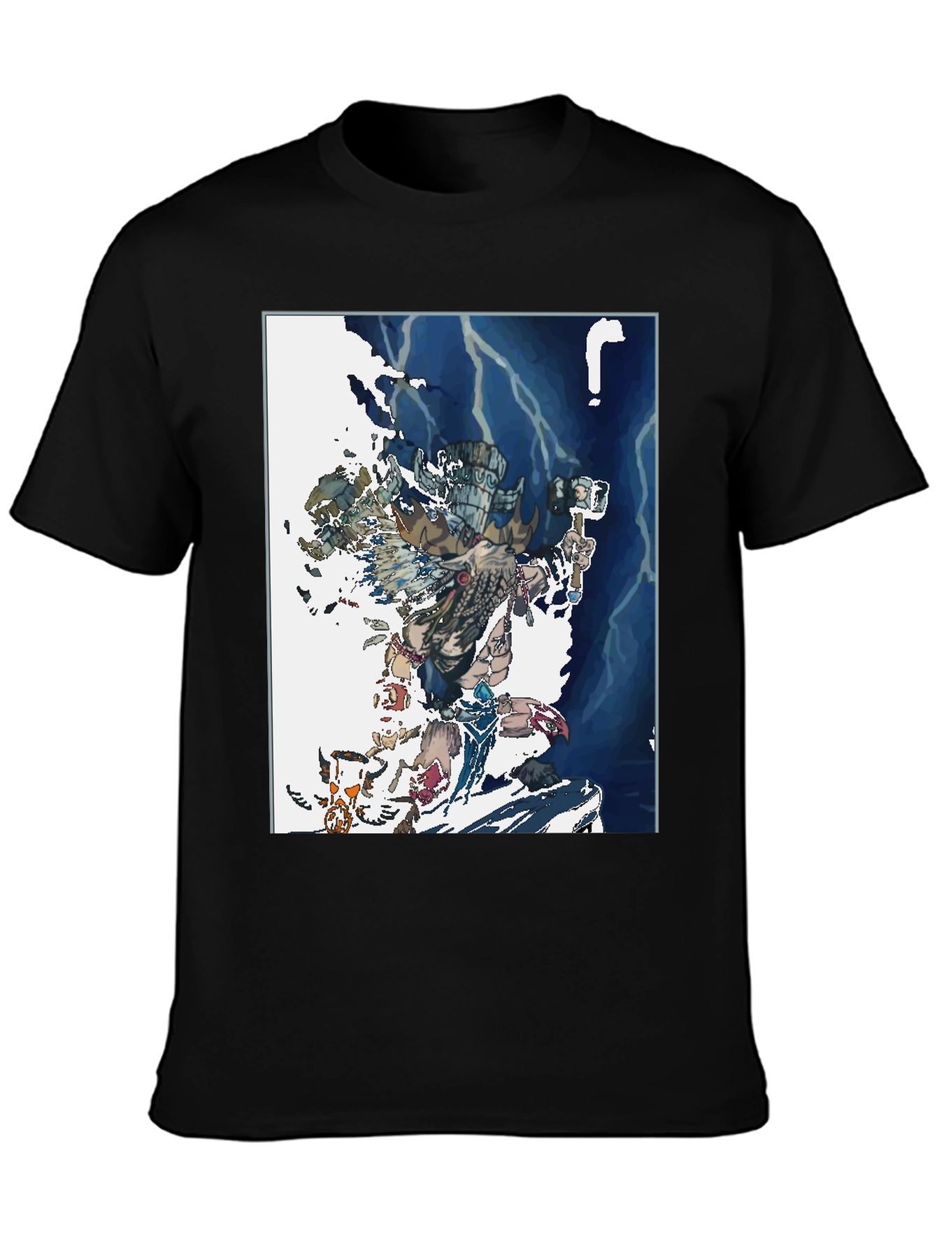 Camiseta Negra con Diseño de Guerrero Ancestral