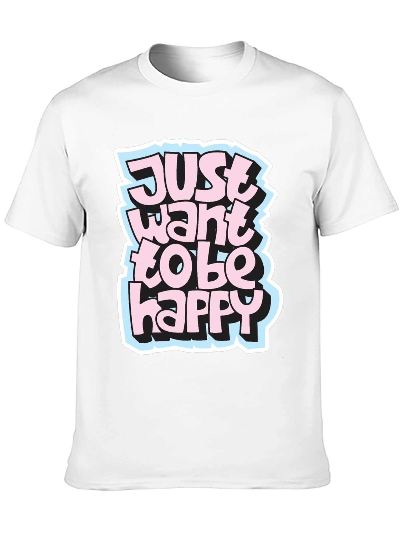 Camiseta Negra con Diseño Just Want to Be Happy