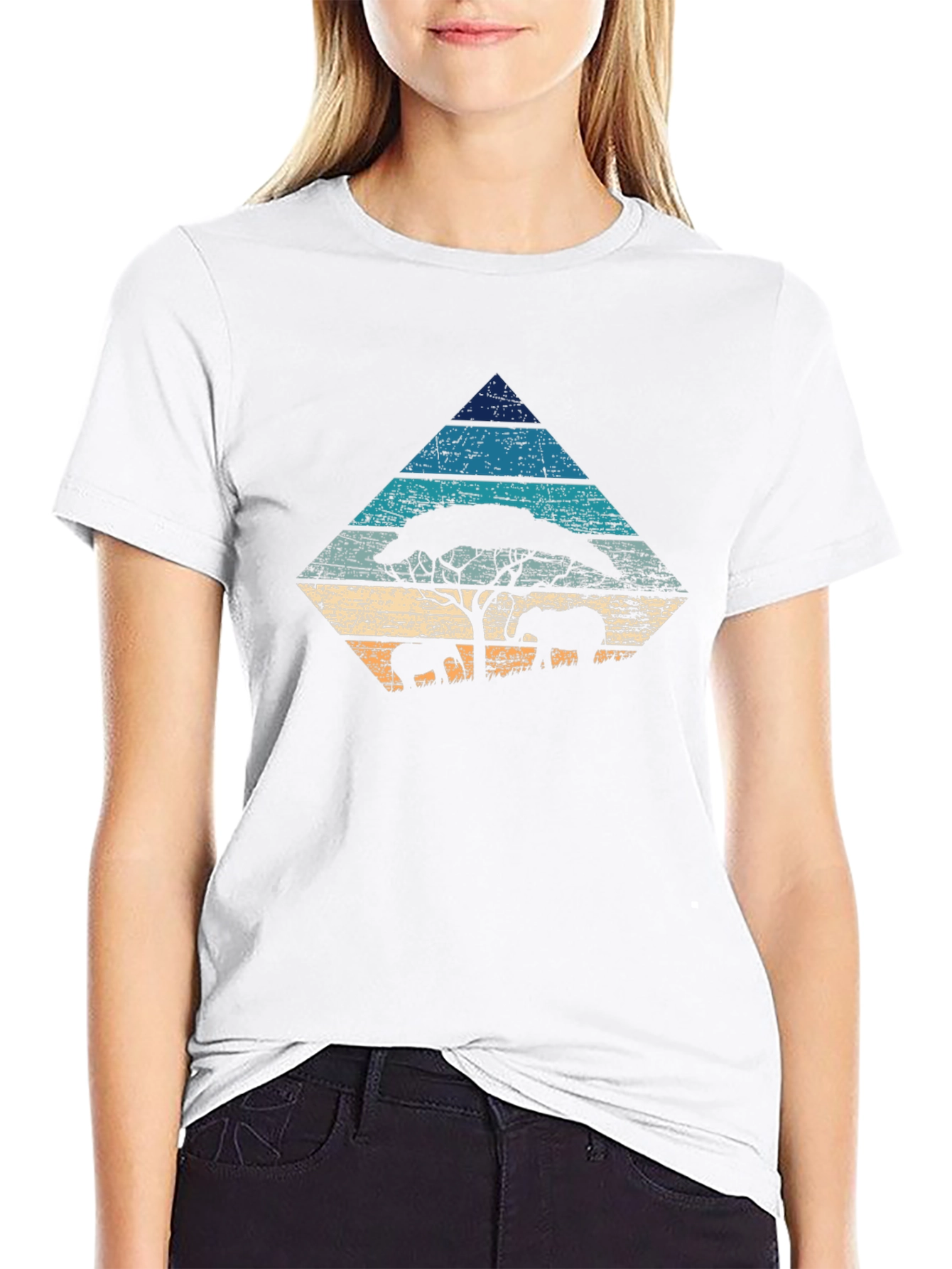 Camiseta Negra con Diseño de la Sabana Africana