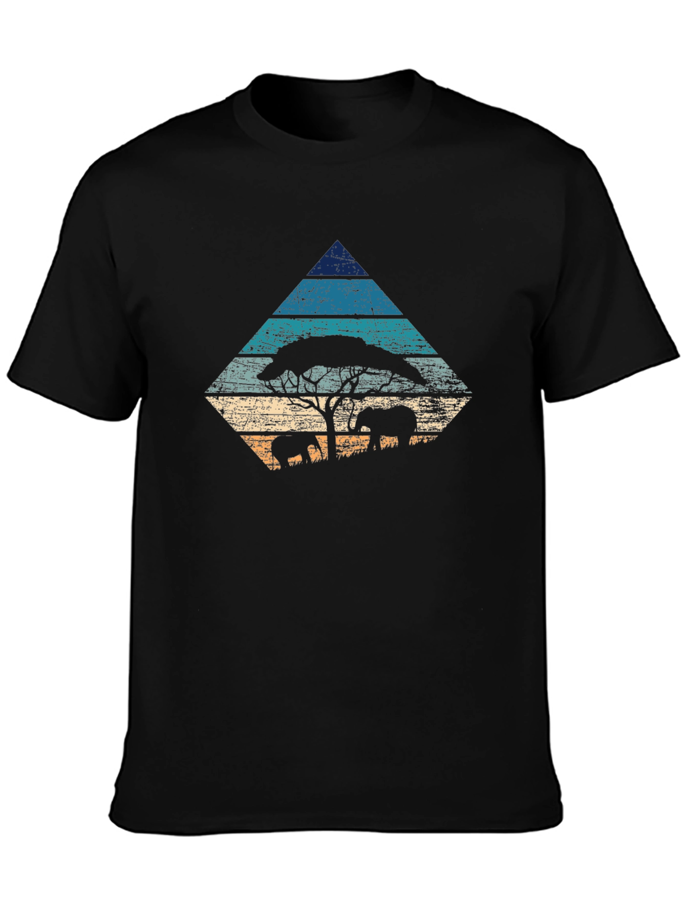 Camiseta Negra con Diseño de la Sabana Africana