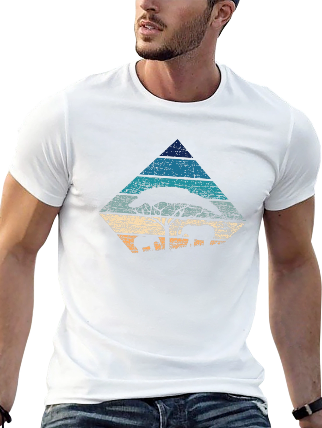 Camiseta Negra con Diseño de la Sabana Africana