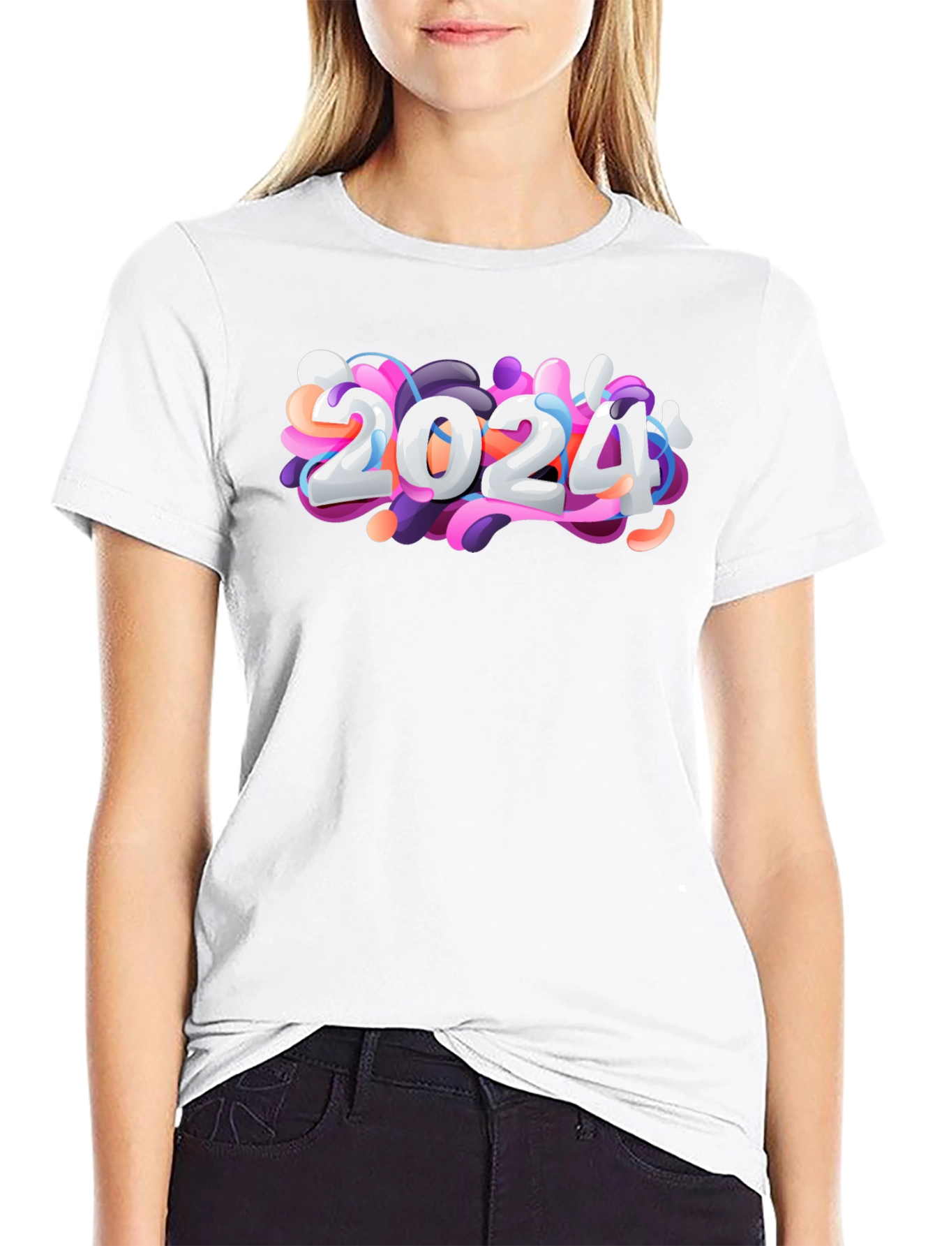 Camiseta Negra con Diseño 2024 Abstracto