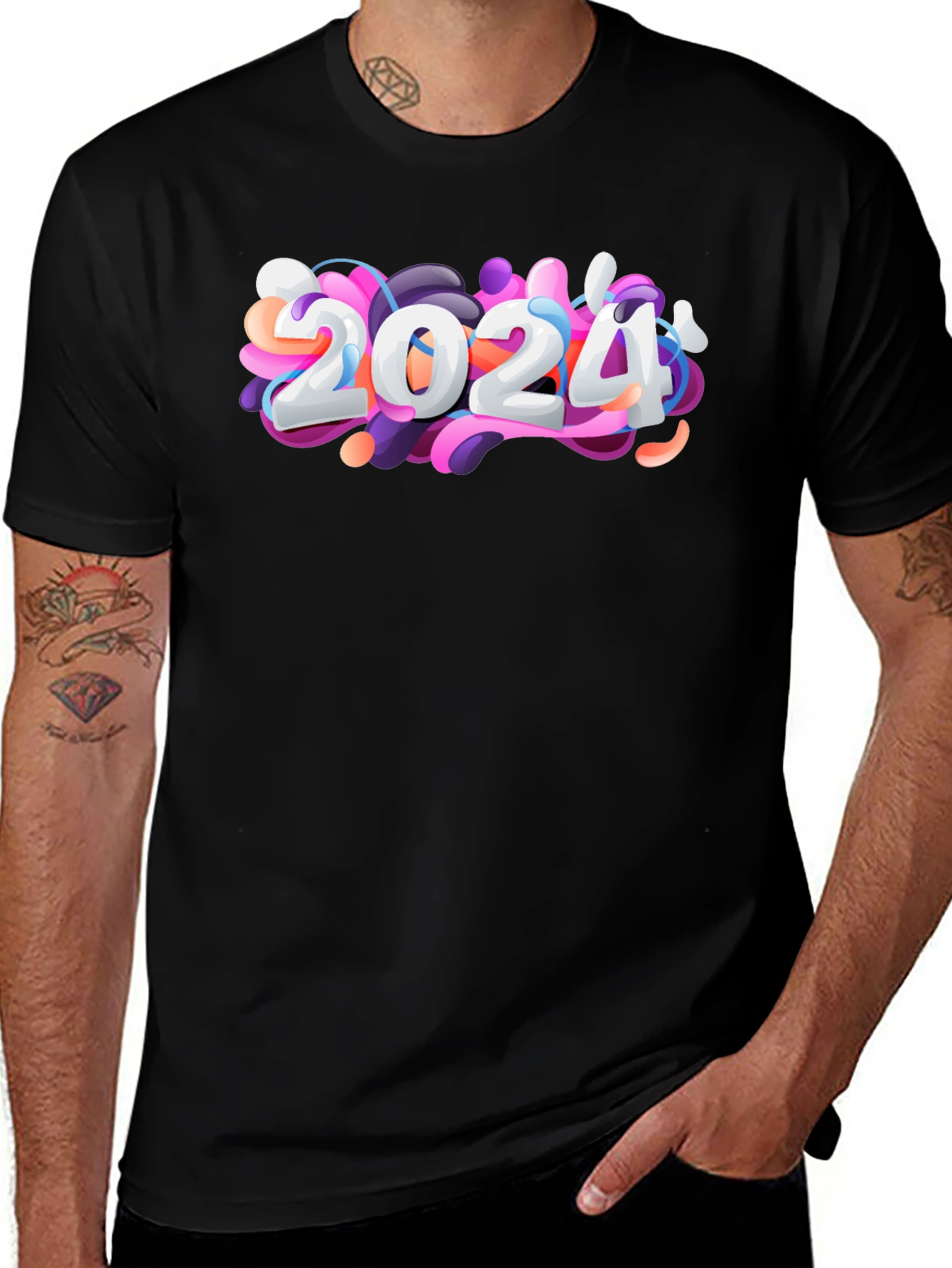 Camiseta Negra con Diseño 2024 Abstracto