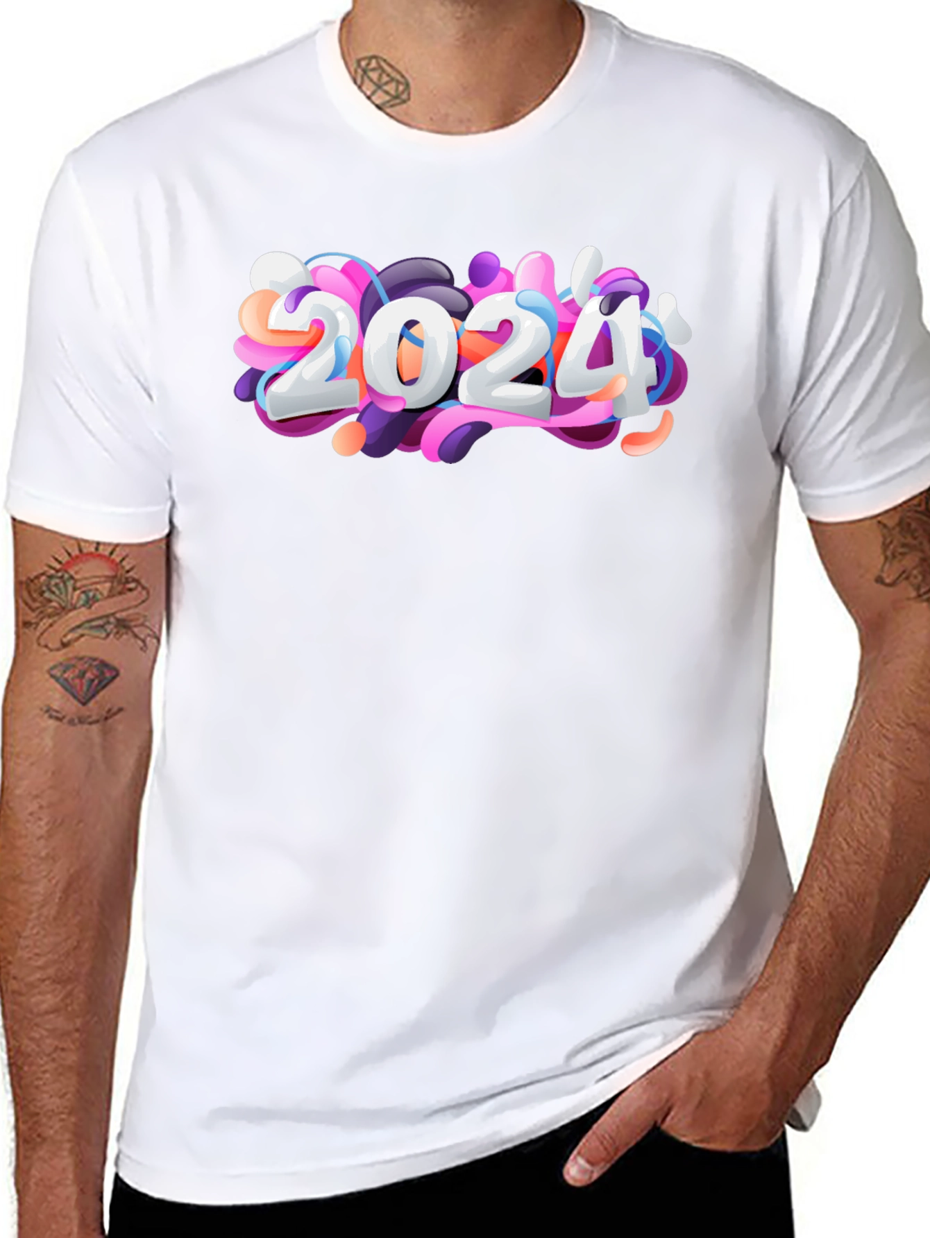 Camiseta Negra con Diseño 2024 Abstracto