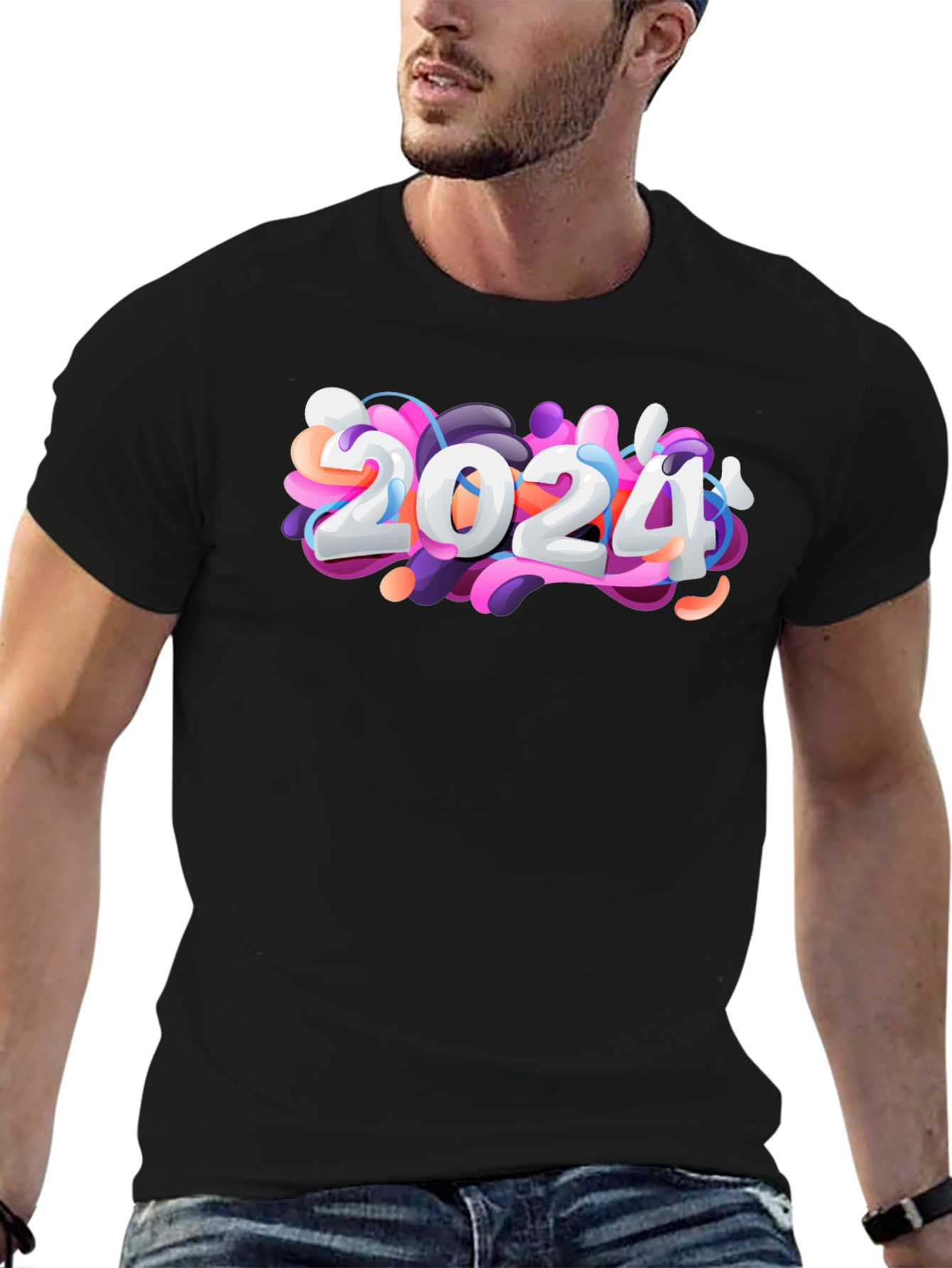 Camiseta Negra con Diseño 2024 Abstracto