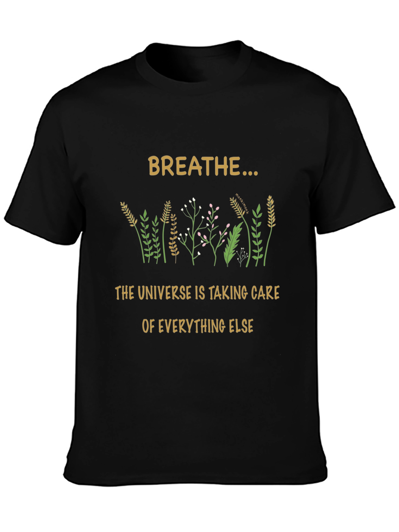 Camiseta Negra Respira con Diseño Floral