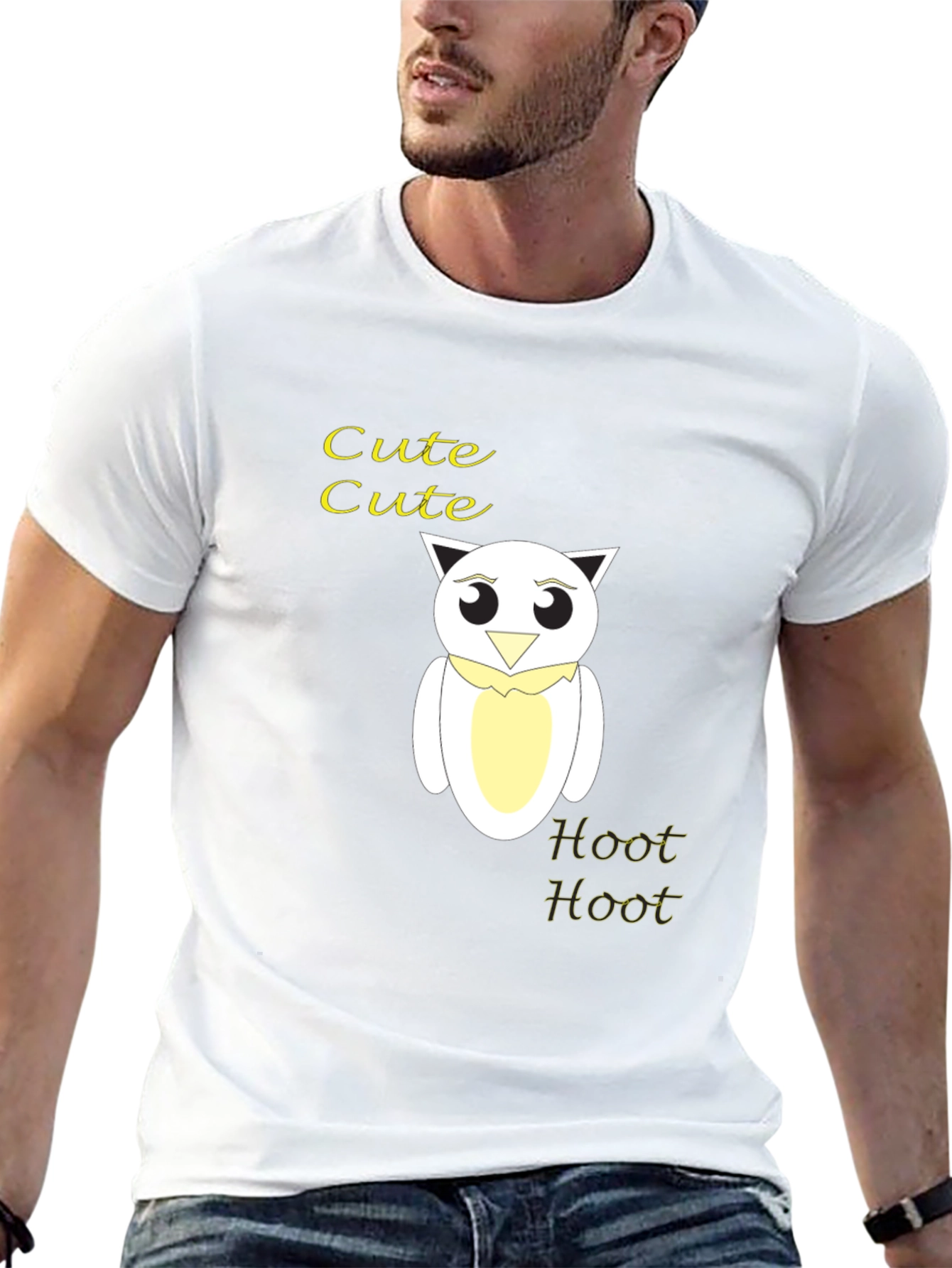 Camiseta Negra con Diseño de Búho Cute Hoot