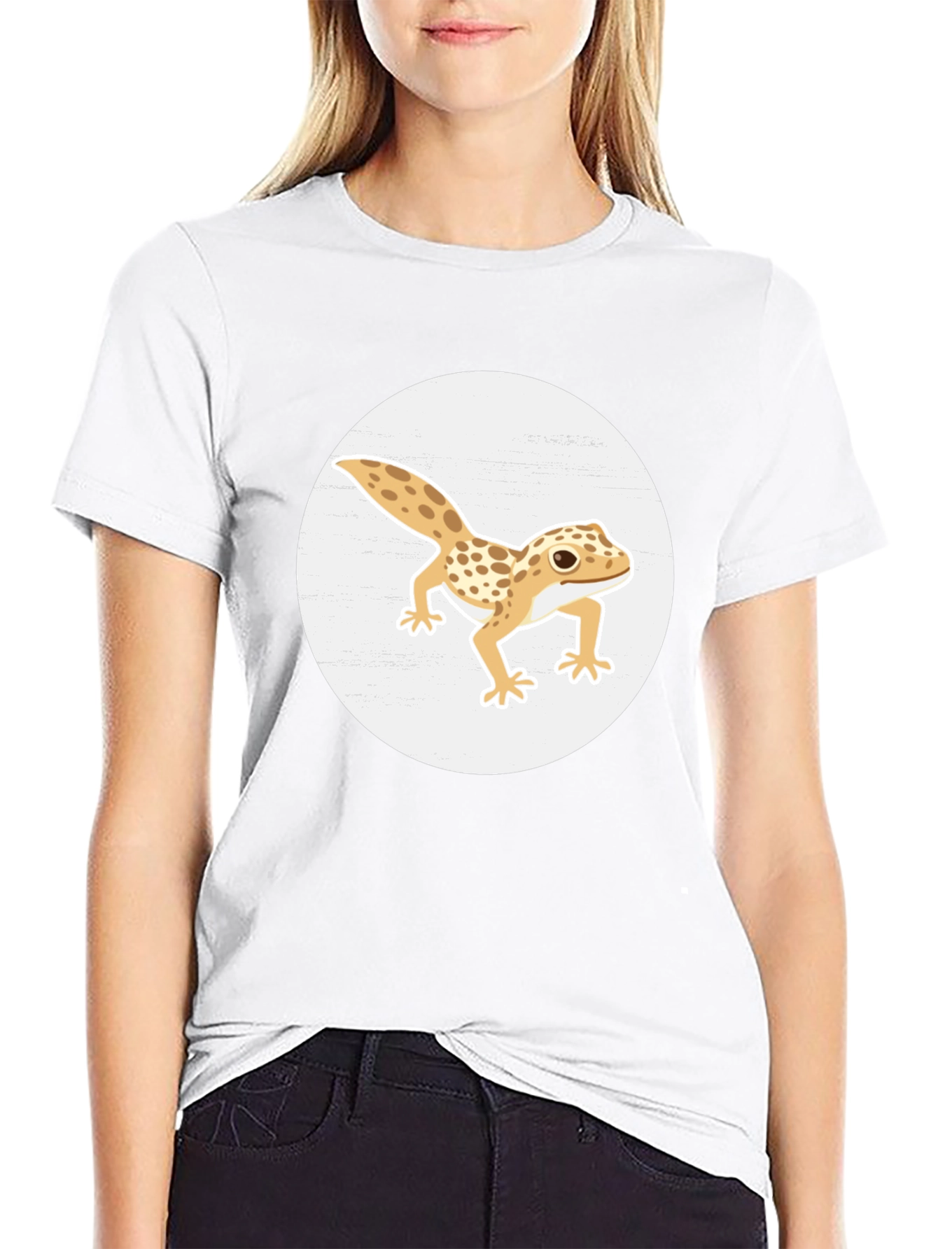 Camiseta Negra con Diseño de Gecko