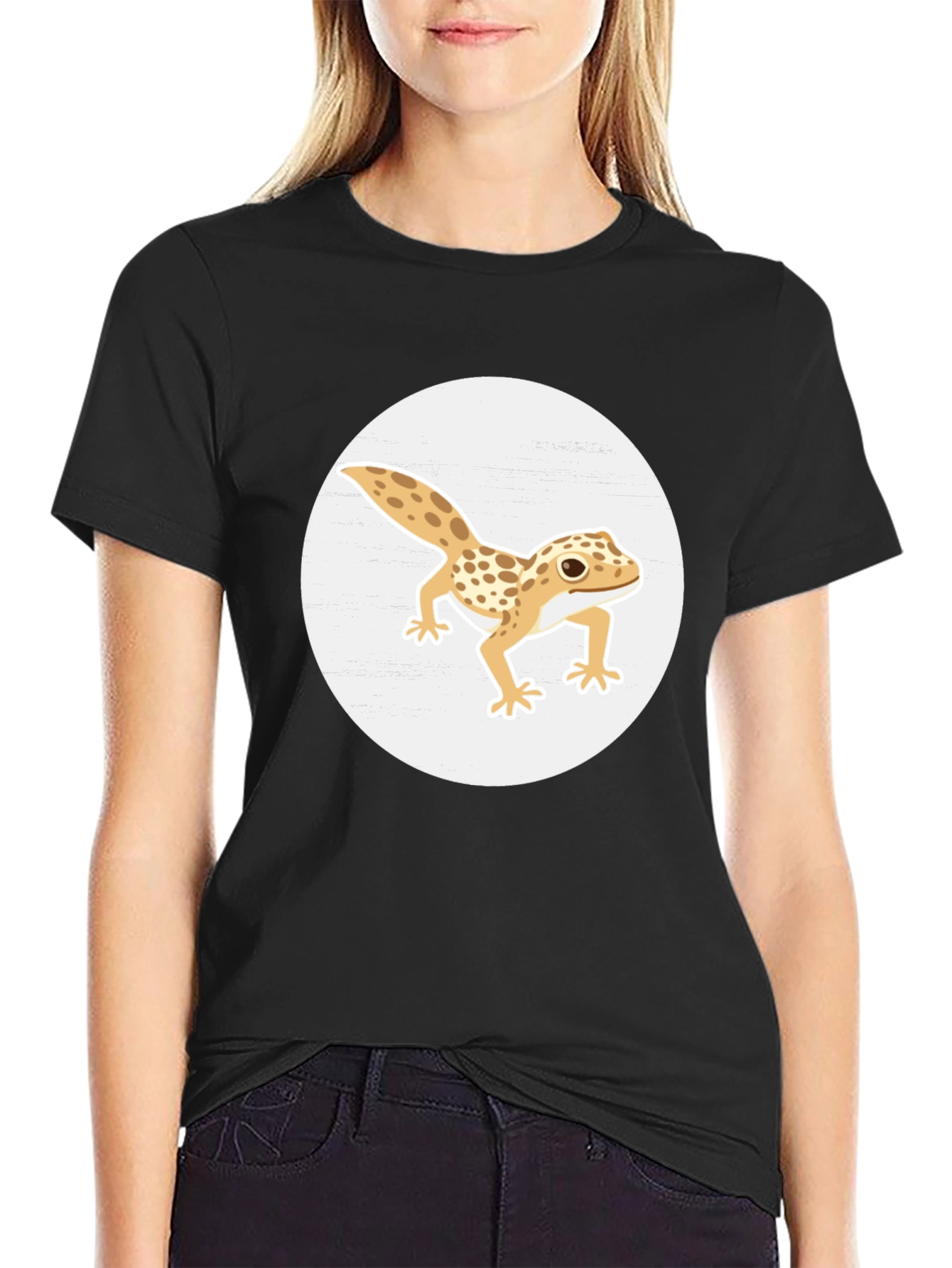 Camiseta Negra con Diseño de Gecko