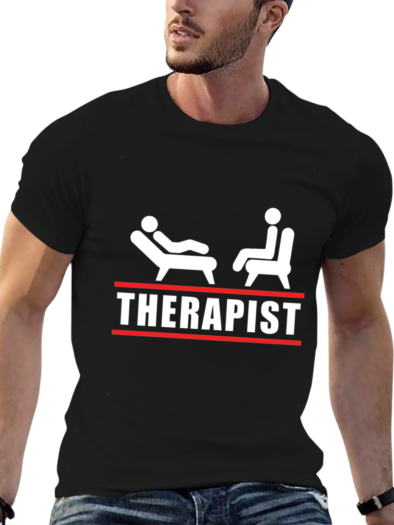 Camiseta Negra Therapist - Humor Profesional