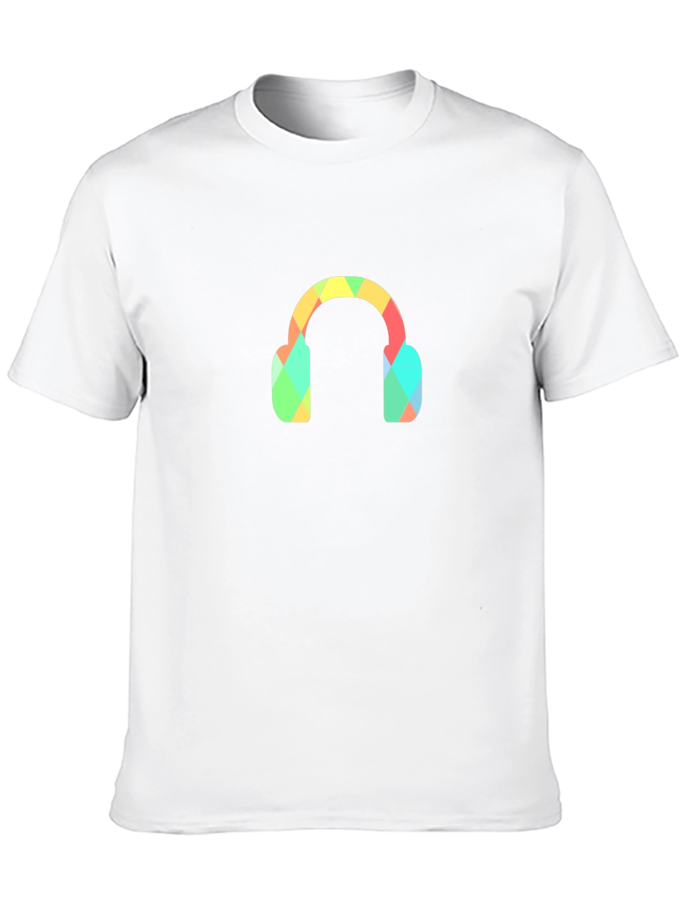 Camiseta Negra con Diseño de Audífonos Geométricos