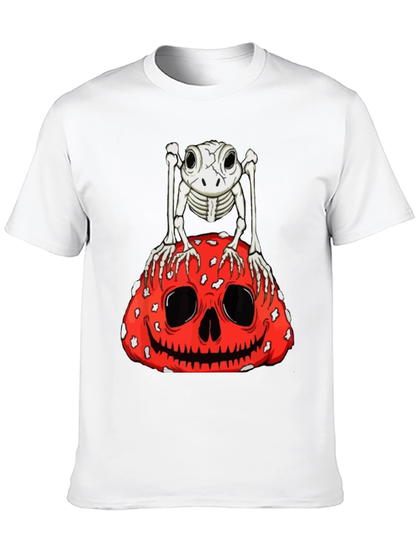 Camiseta Negra con Diseño de Rana Esqueleto y Calabaza