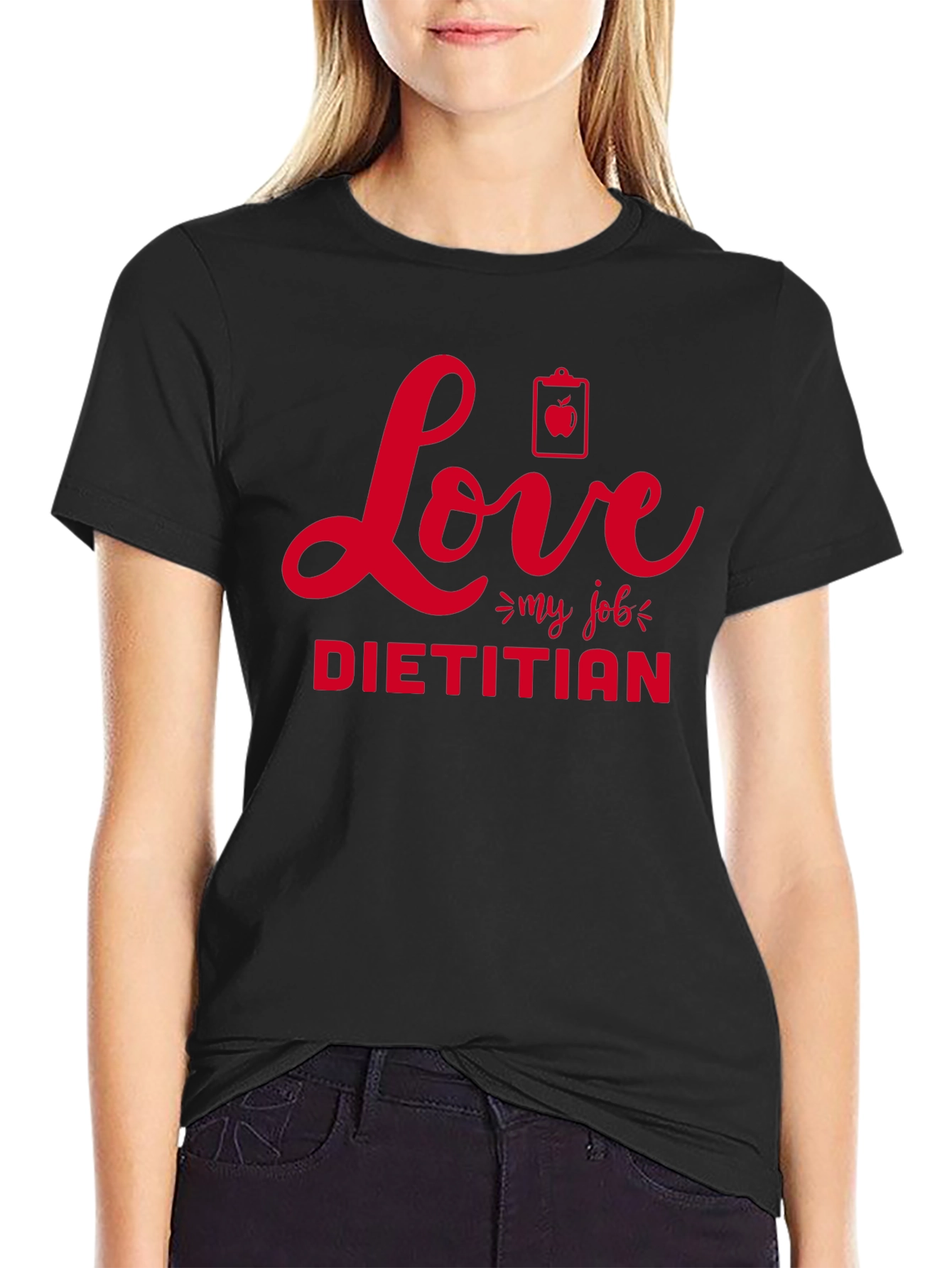 Camiseta Negra Amo mi trabajo de dietista