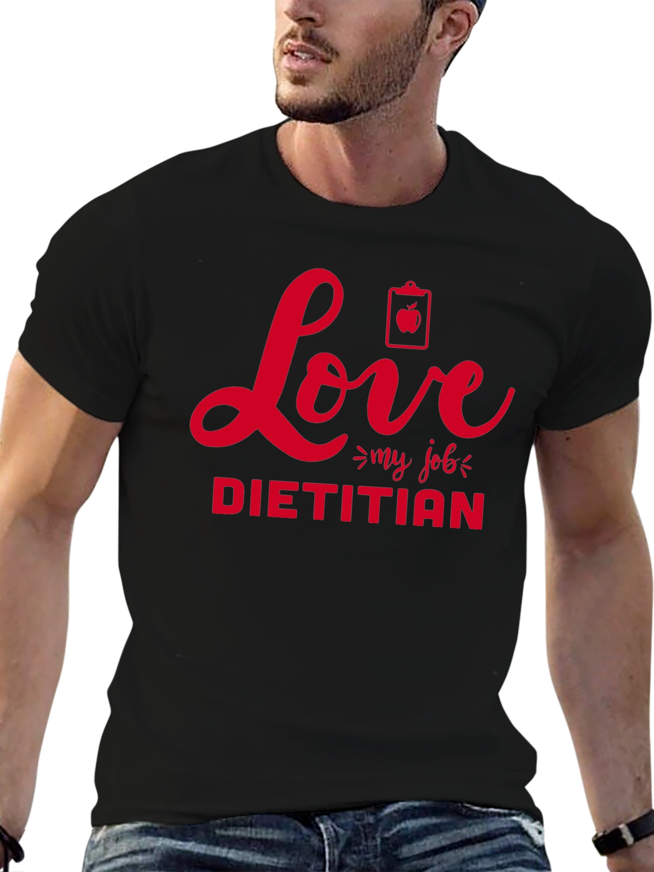 Camiseta Negra Amo mi trabajo de dietista