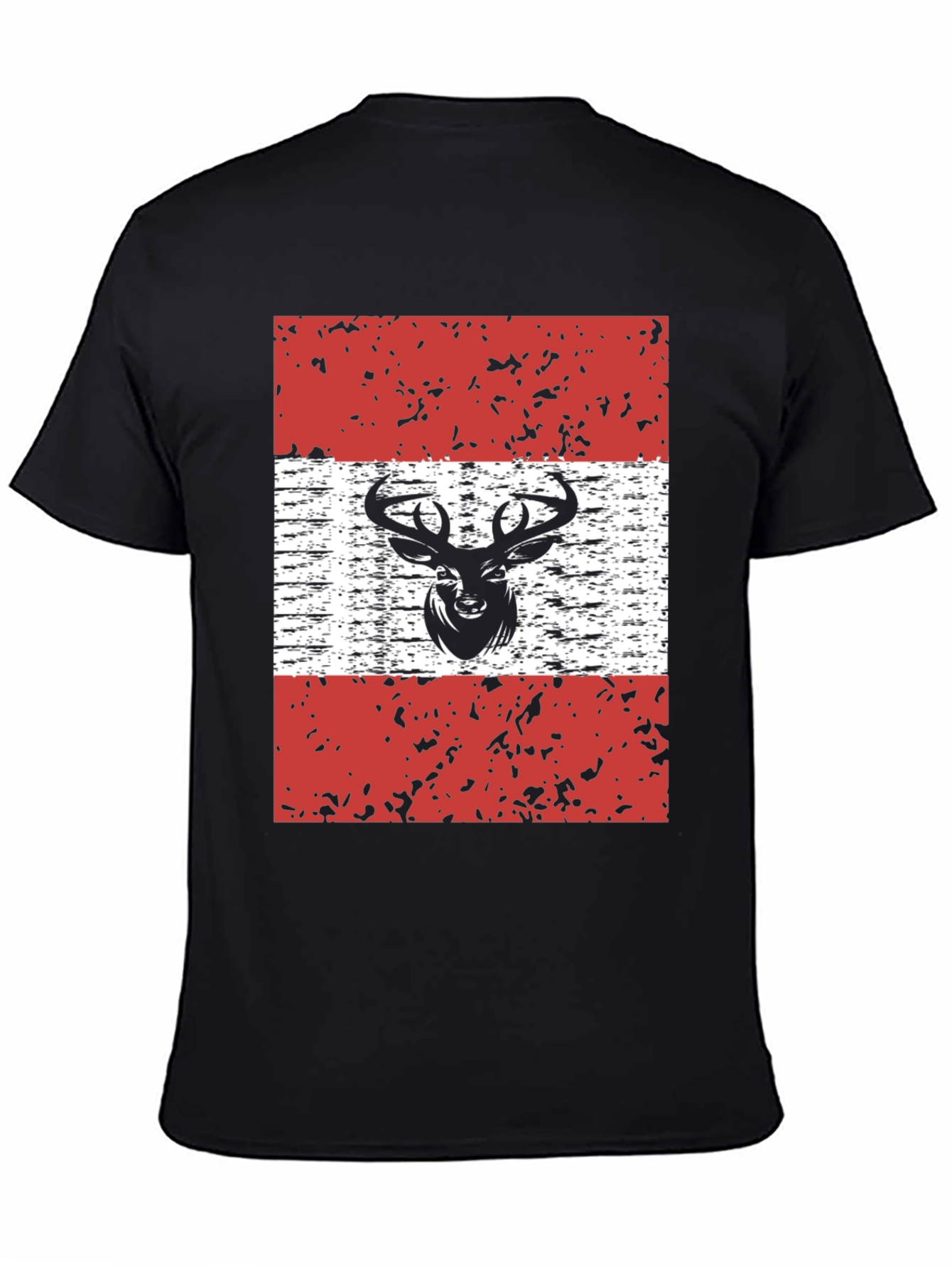 Camiseta Negra con Diseño de Ciervo Estilizado