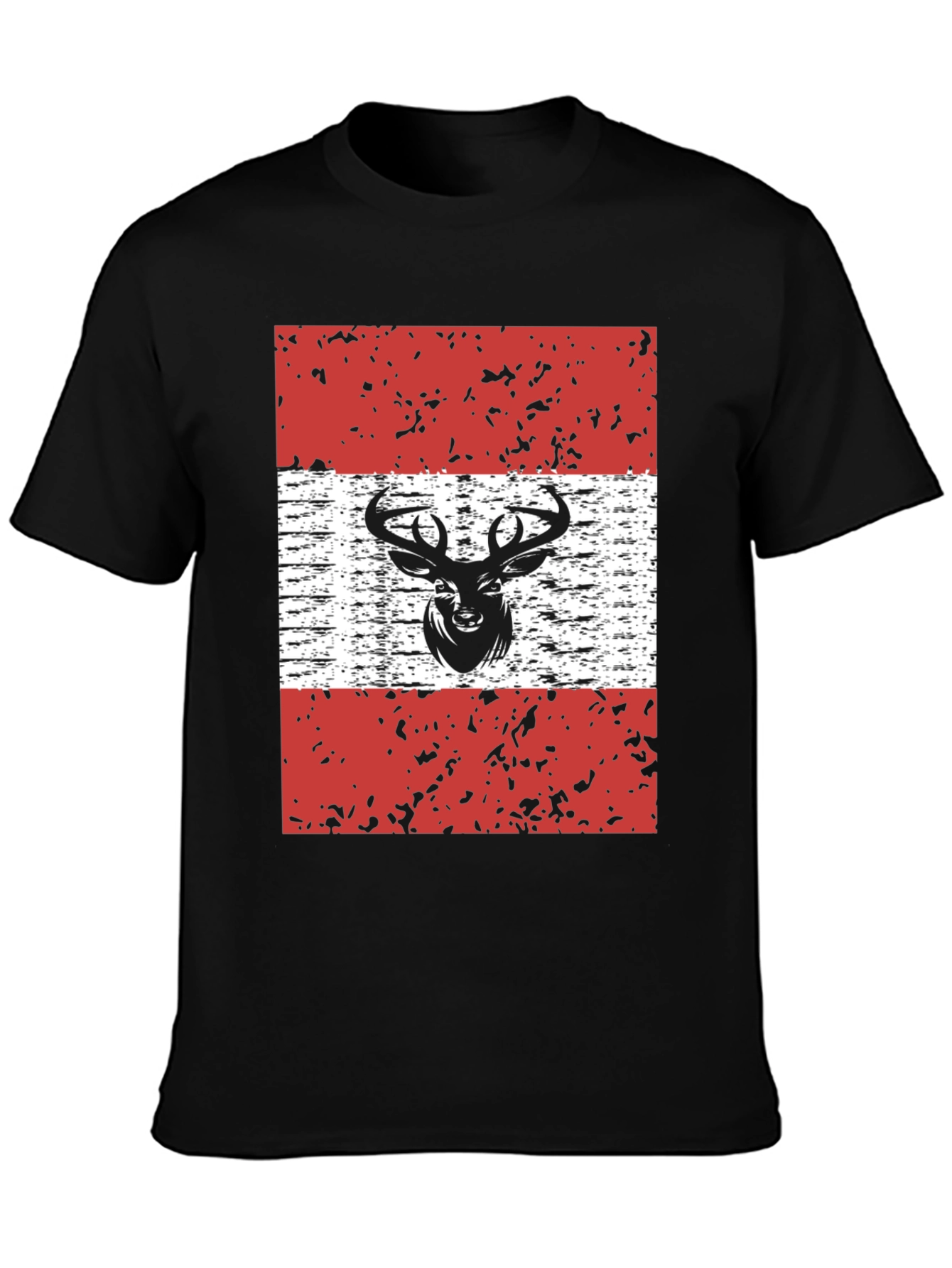 Camiseta Negra con Diseño de Ciervo Estilizado