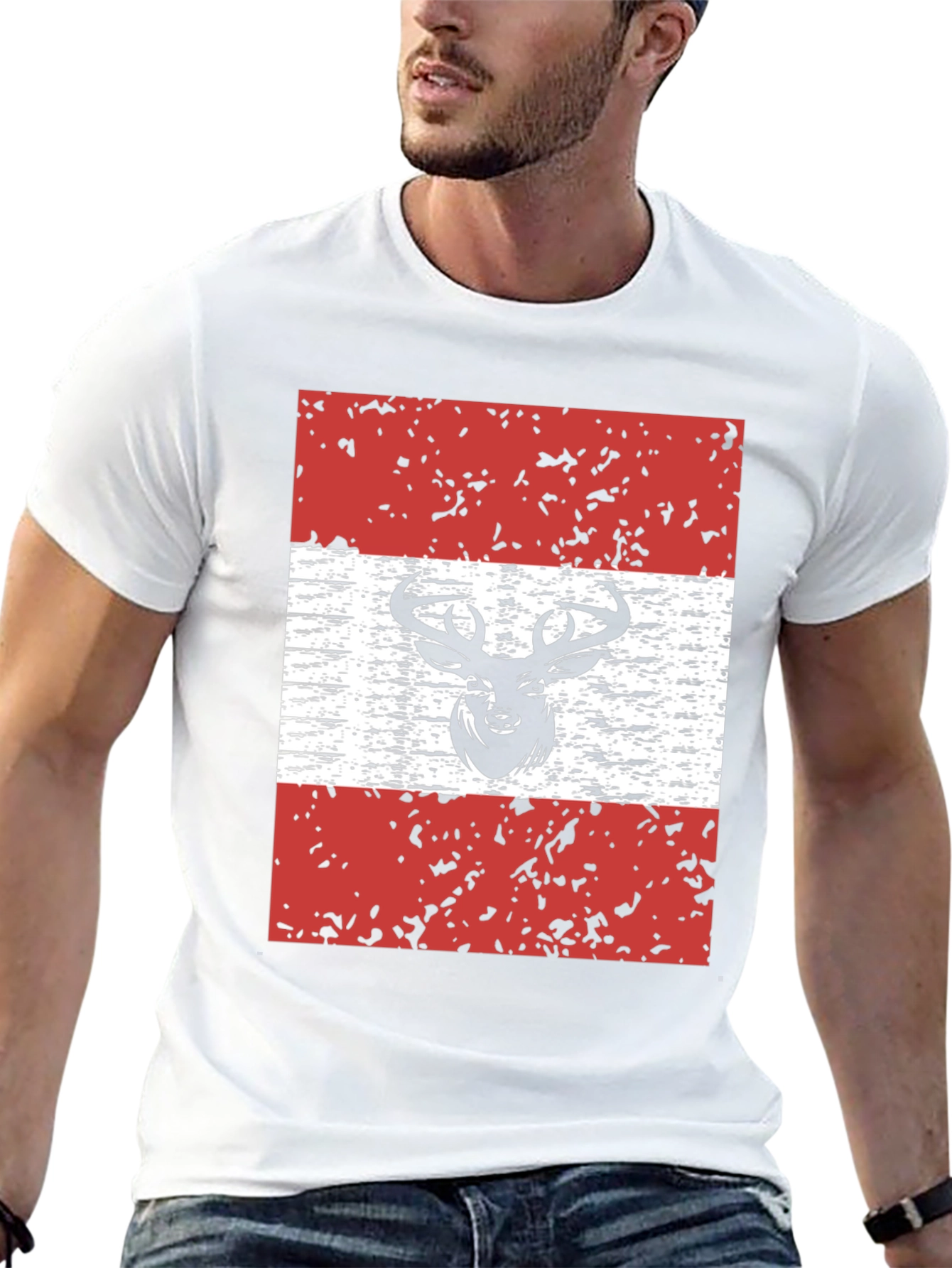 Camiseta Negra con Diseño de Ciervo Estilizado
