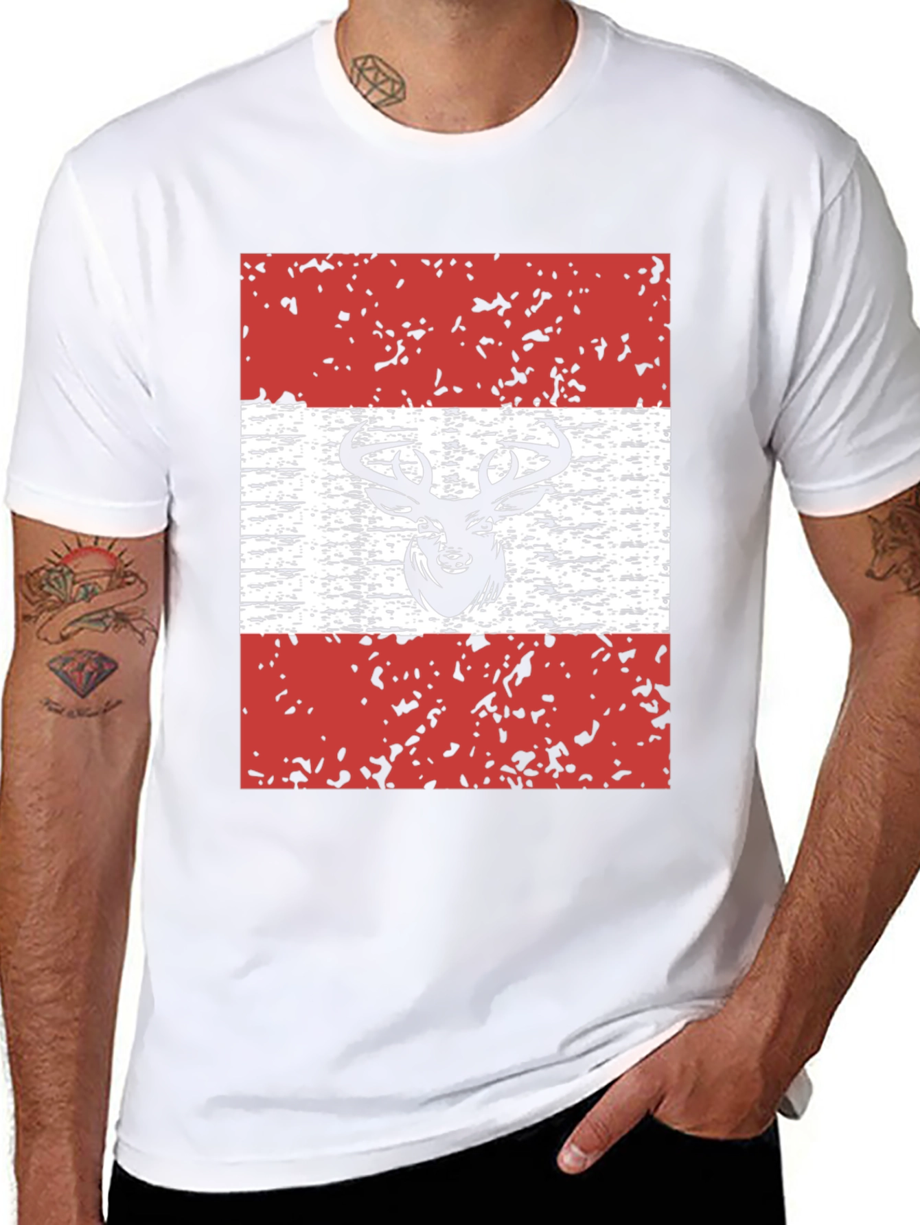 Camiseta Negra con Diseño de Ciervo Estilizado