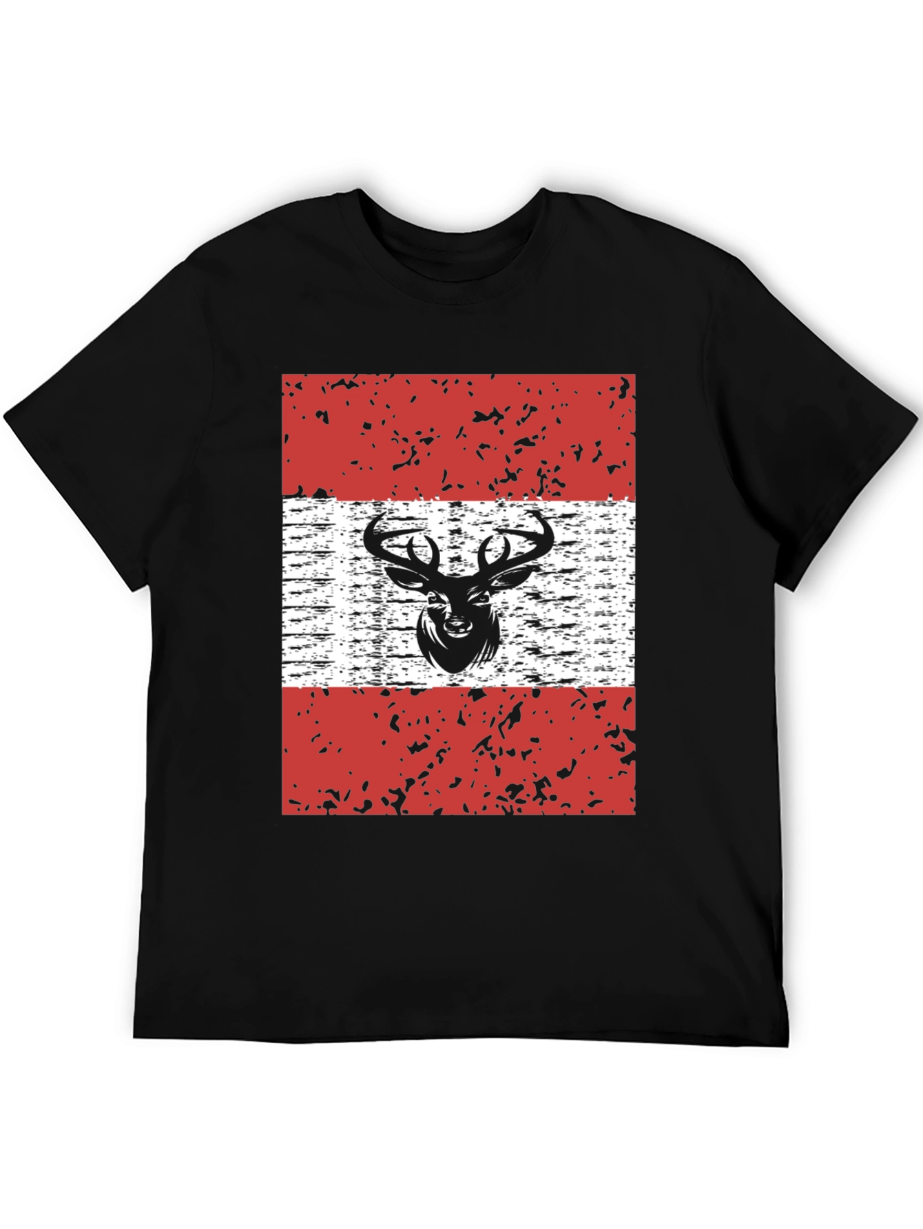 Camiseta Negra con Diseño de Ciervo Estilizado