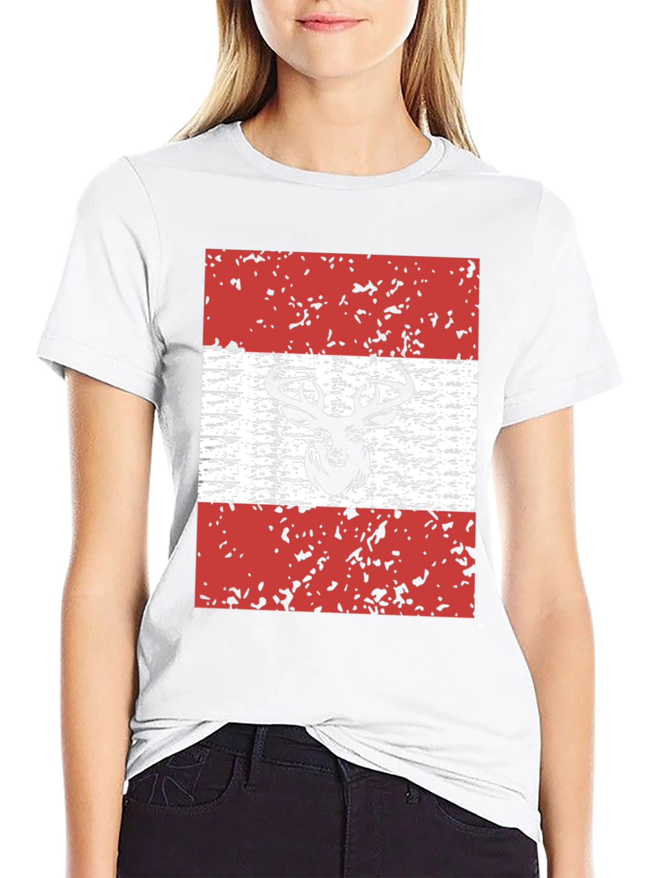 Camiseta Negra con Diseño de Ciervo Estilizado