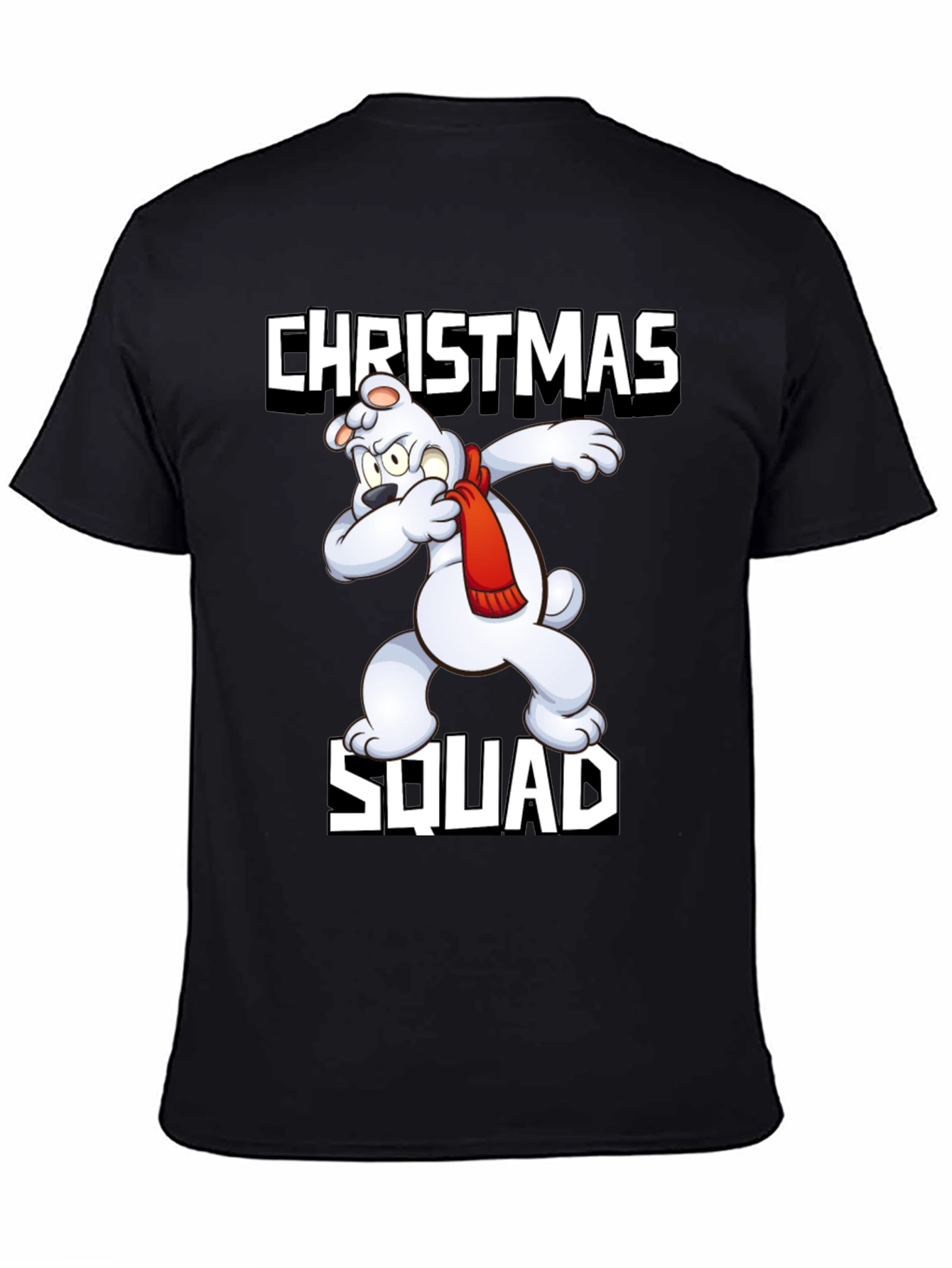 Camiseta Negra Christmas Squad Oso Polar Navideño