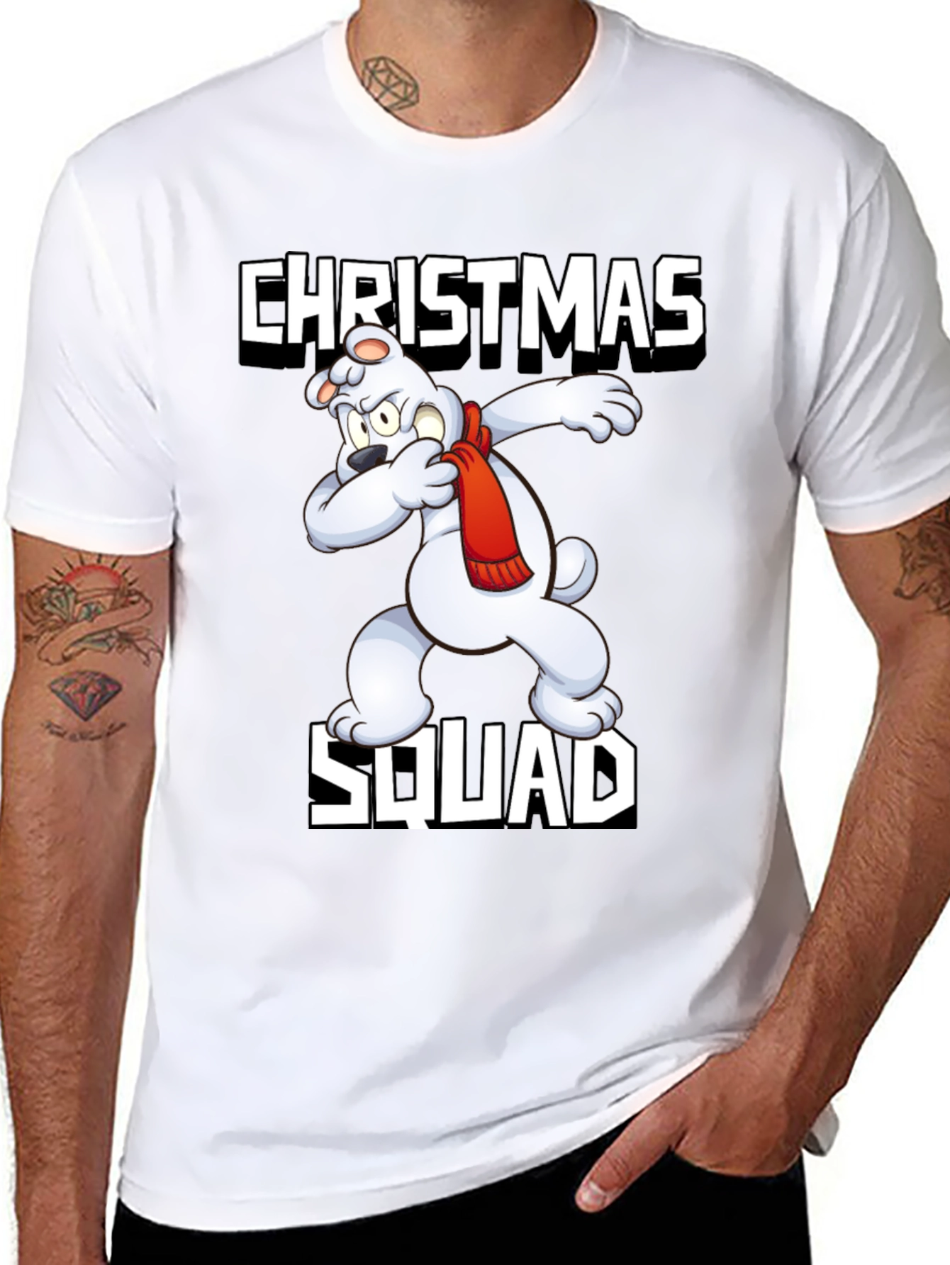 Camiseta Negra Christmas Squad Oso Polar Navideño