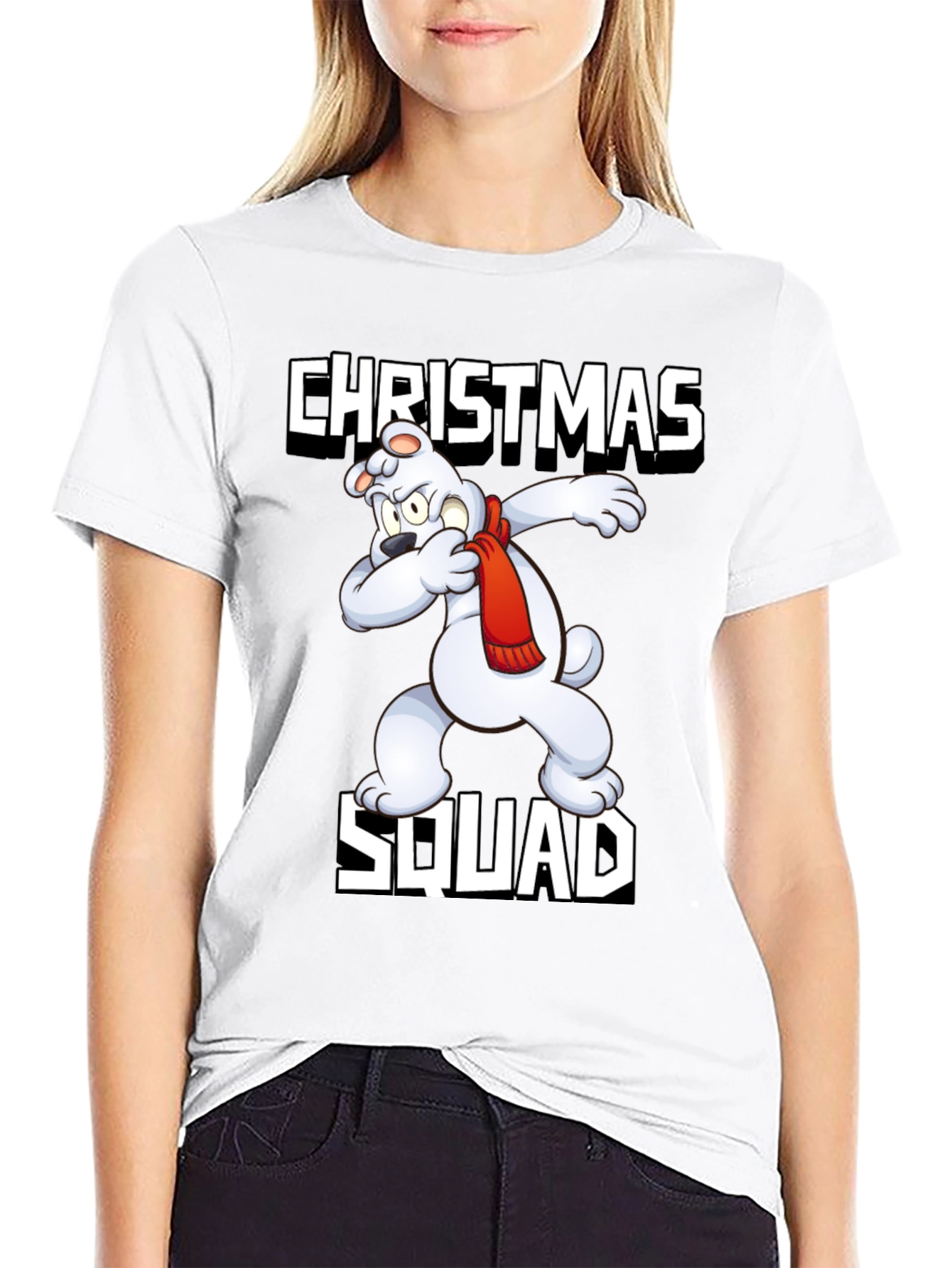 Camiseta Negra Christmas Squad Oso Polar Navideño