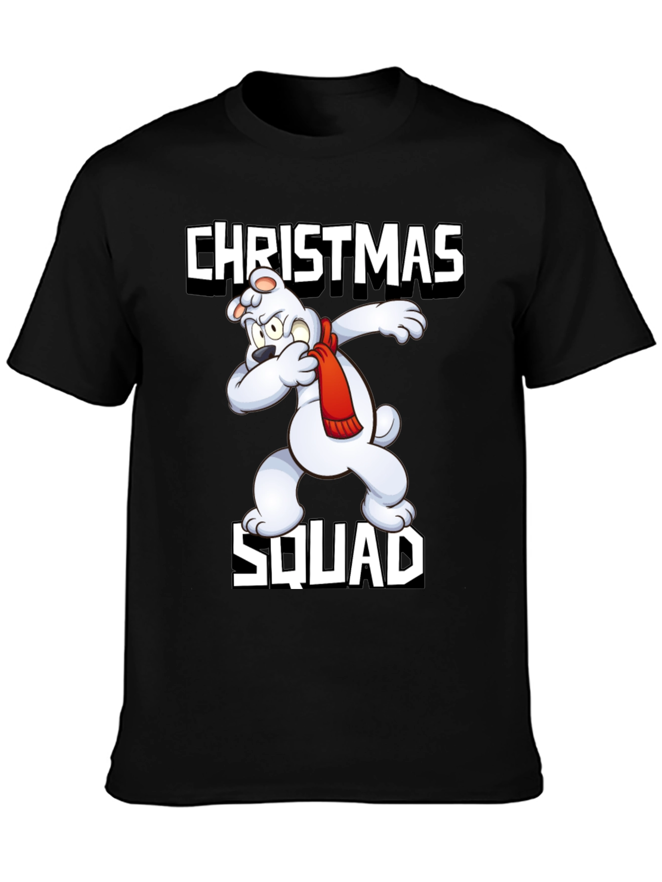 Camiseta Negra Christmas Squad Oso Polar Navideño