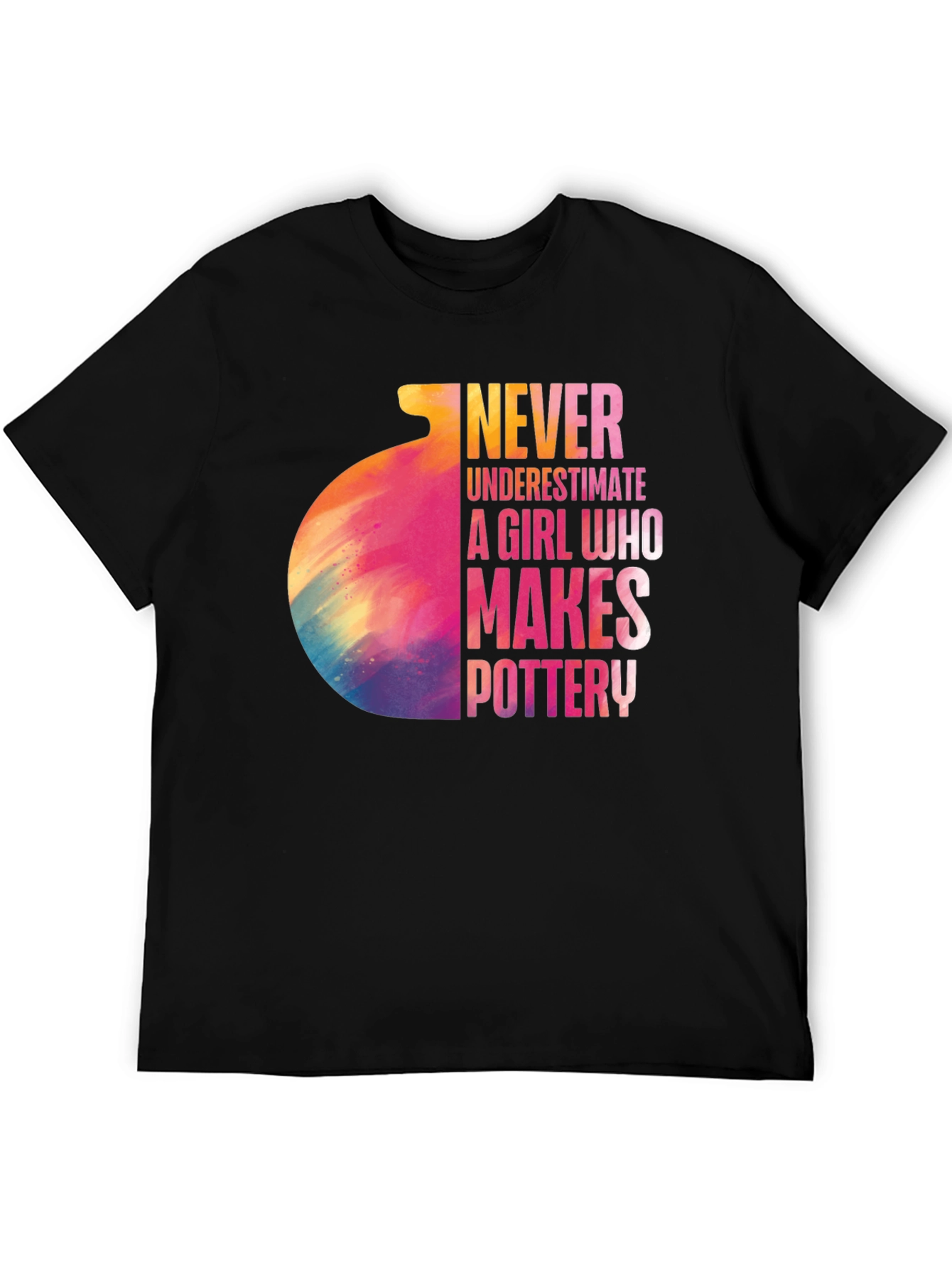 Camiseta Negra Pottery Girl para Amantes de la Cerámica