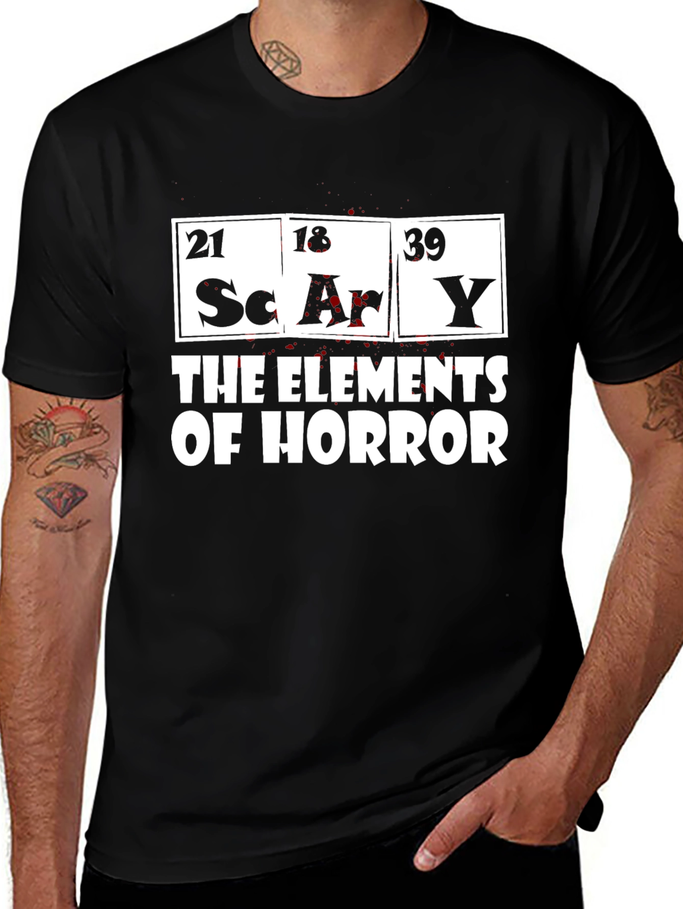 Camiseta Negra Elementos del Horror para Hombre