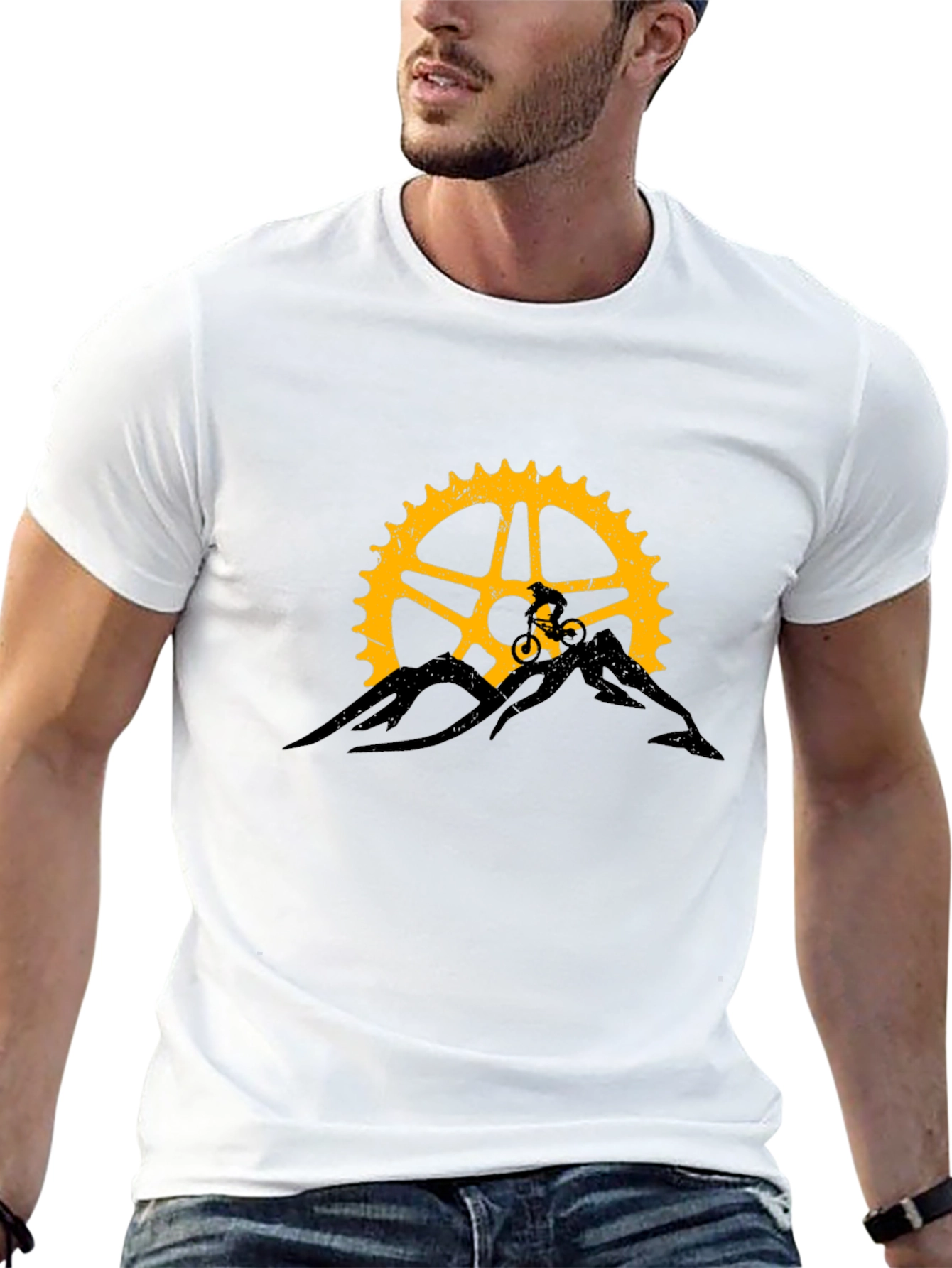 Camiseta Negra con Diseño de Bicicleta de Montaña
