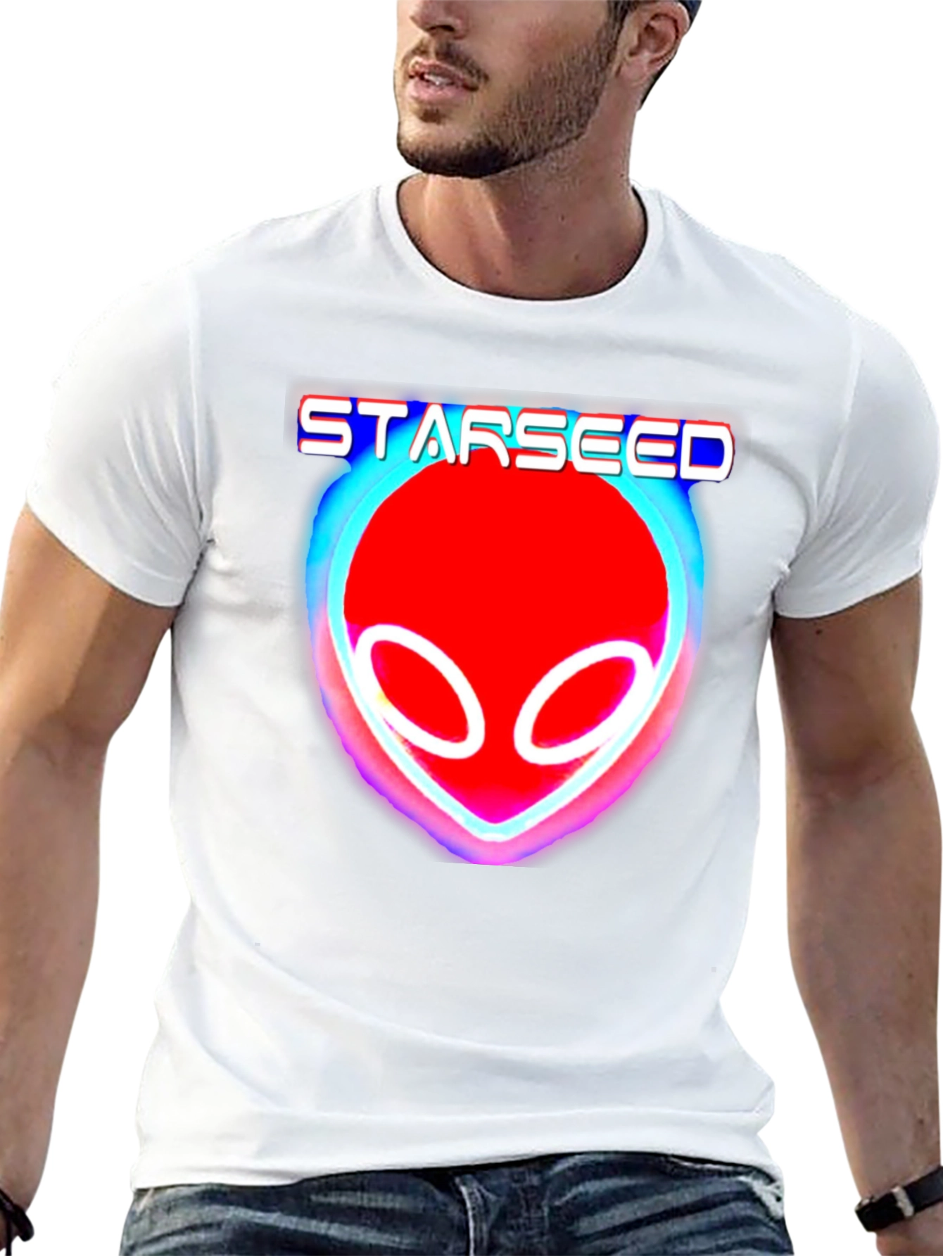 Camiseta Negra Starseed Alienígena Neón Unisex