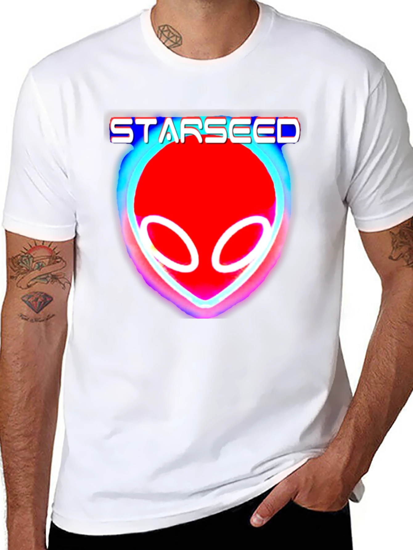 Camiseta Negra Starseed Alienígena Neón Unisex