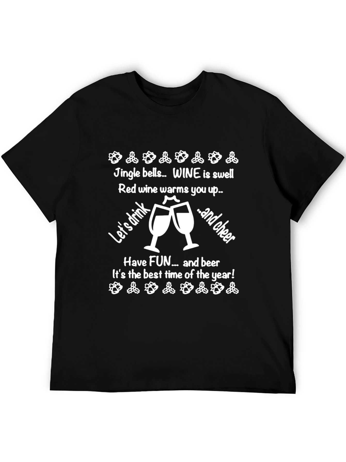 Camiseta Navideña Vino y Cerveza para Celebrar